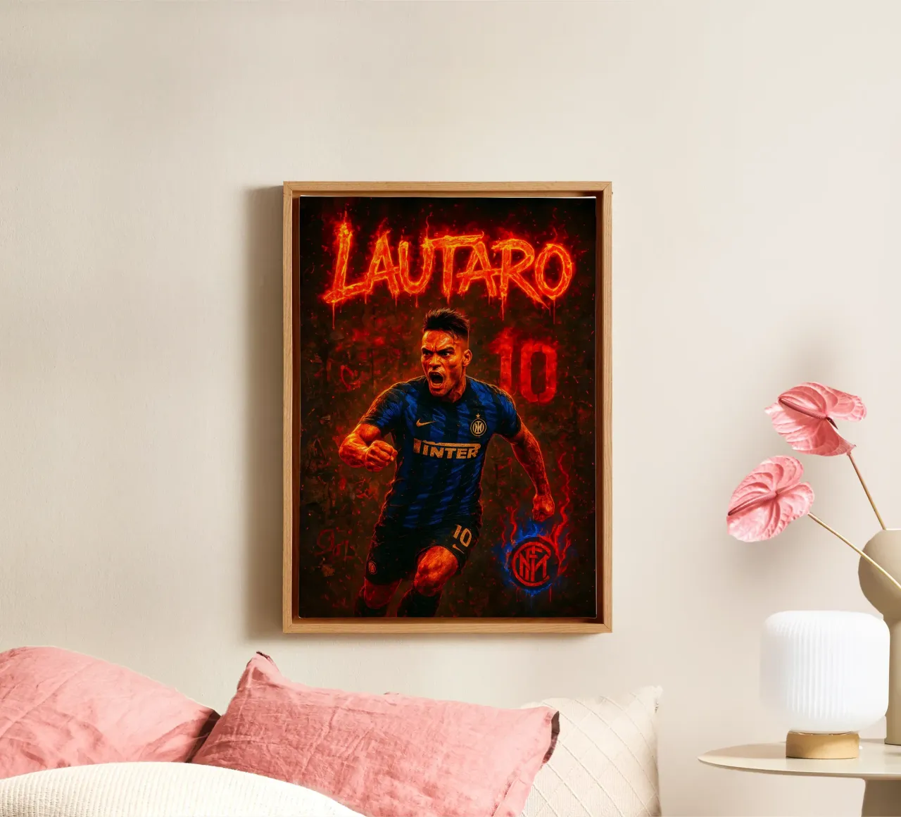 Lautaro Martinez tela con Cornice a cassetta da Cyberpunk Canvas