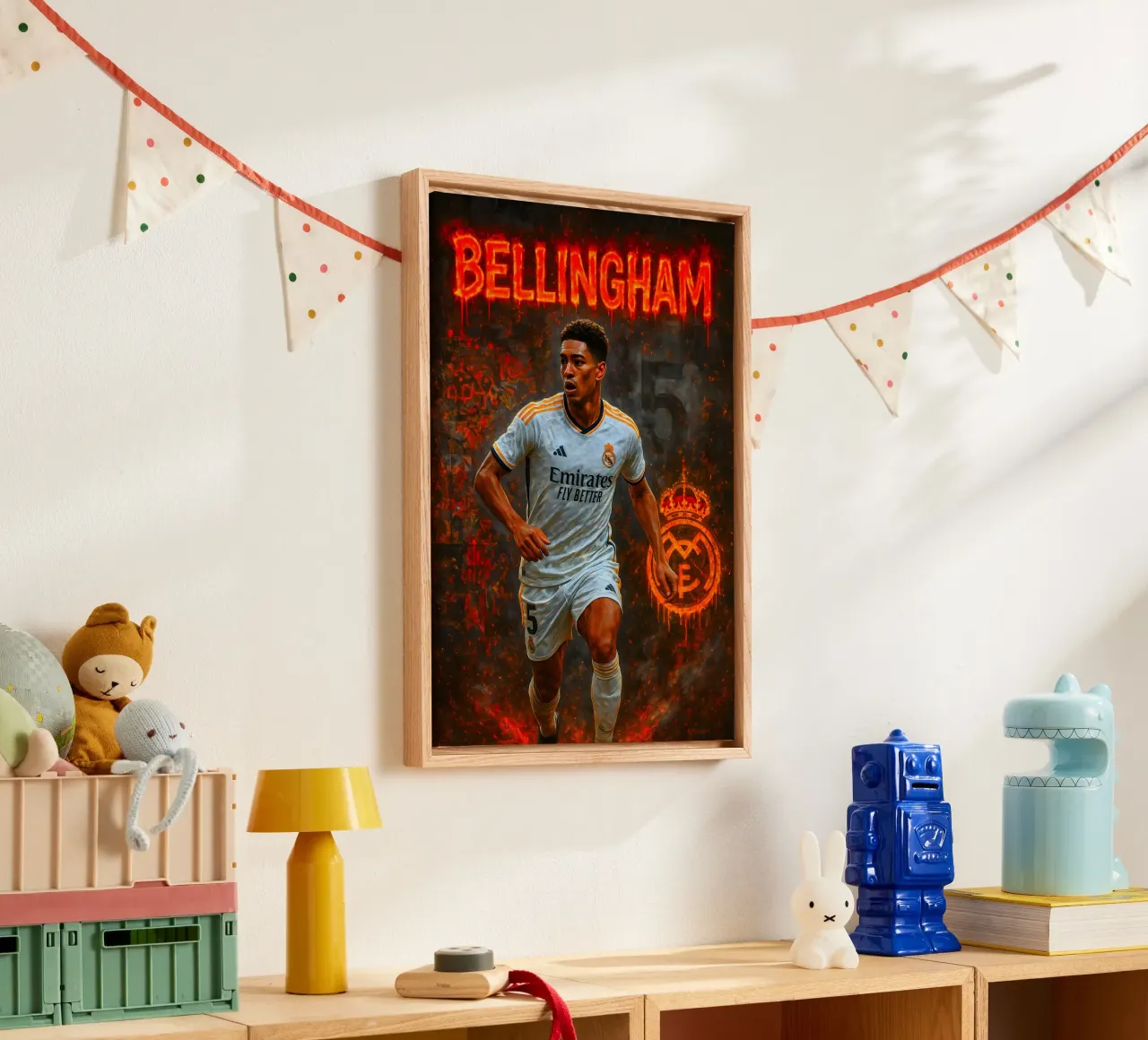 Jude Bellingham canvas met Baklijst van Cyberpunk Canvas