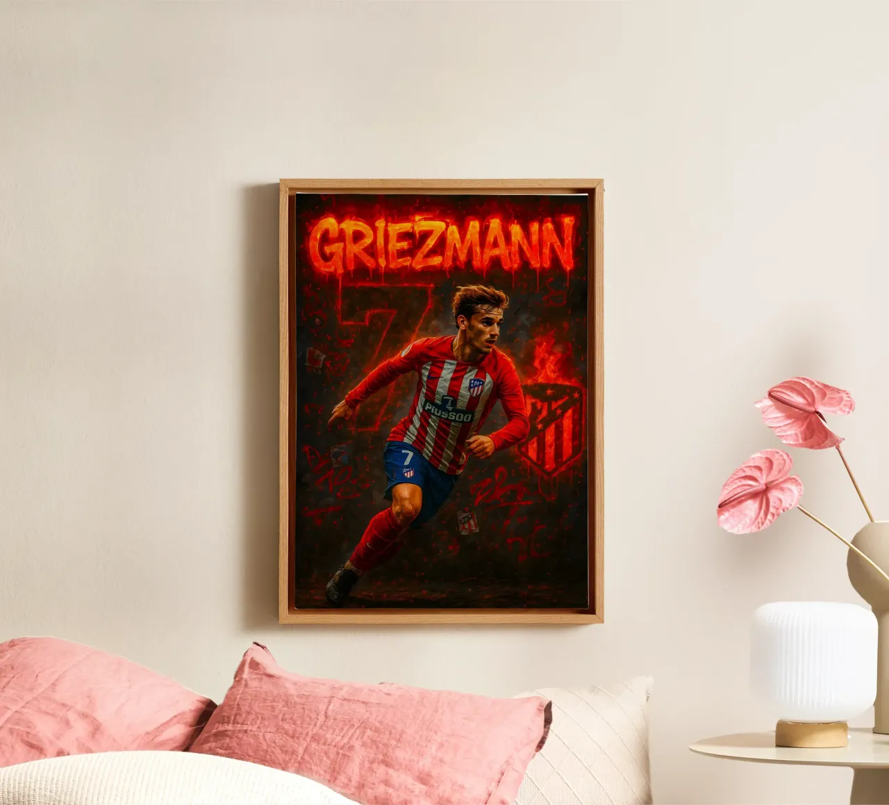 Antoine Griezmann tela con Cornice a cassetta da Cyberpunk Canvas
