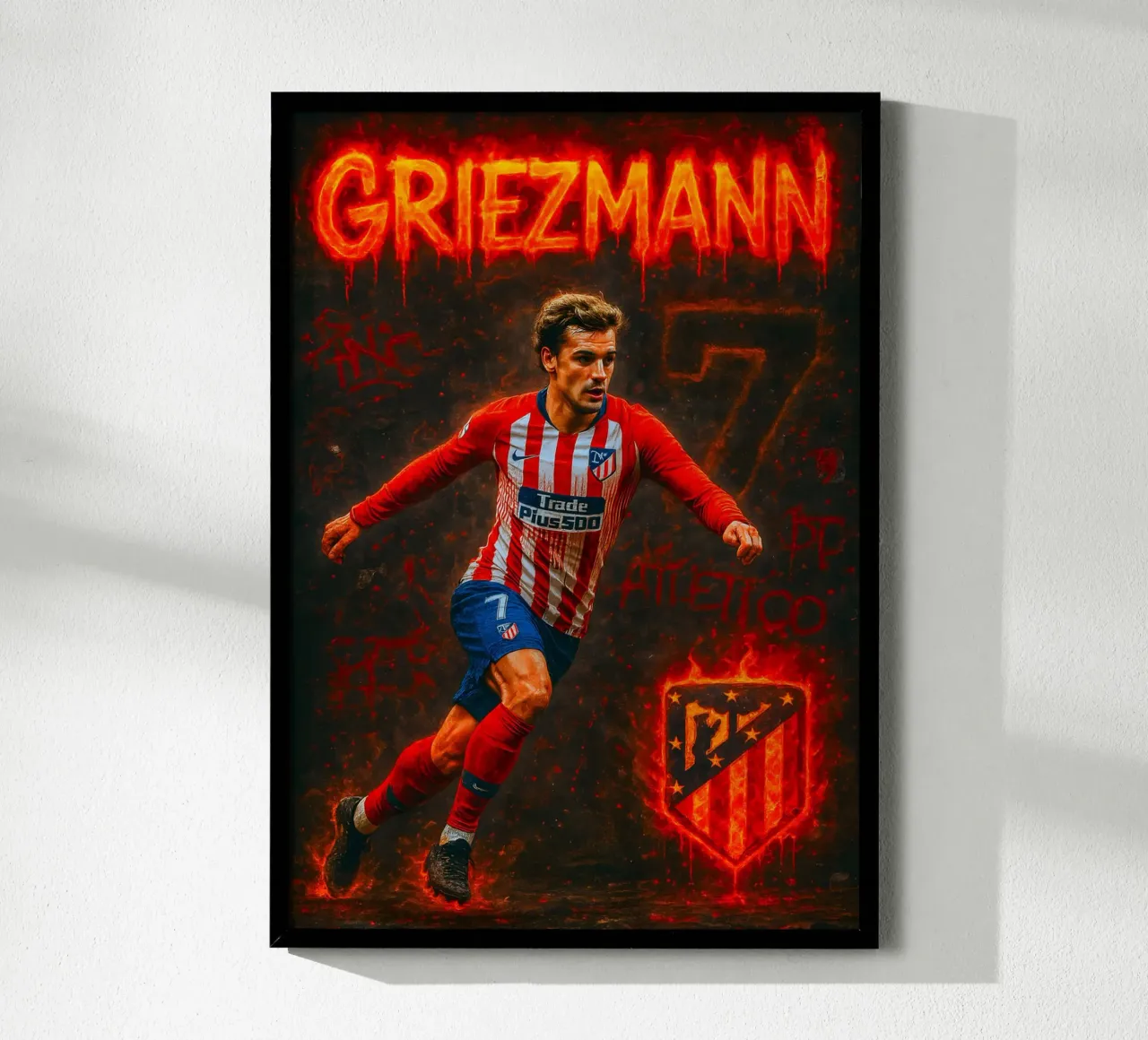 Antoine Griezmann poster con telaio in plastica da Cyberpunk Canvas