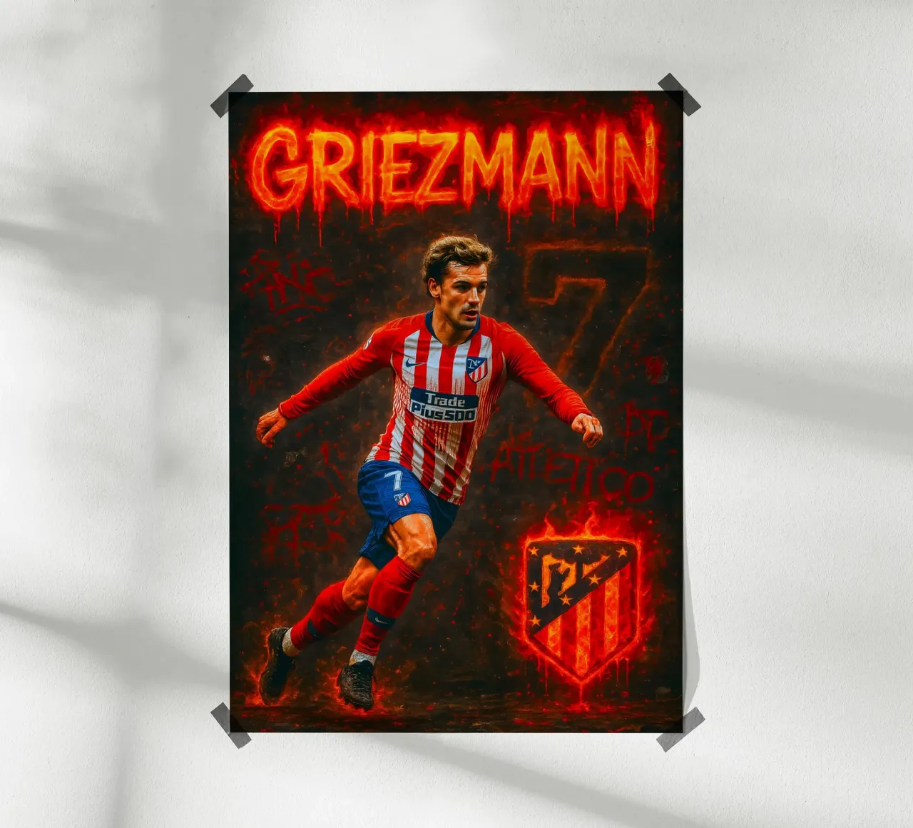 Antoine Griezmann poster con telaio in plastica da Cyberpunk Canvas