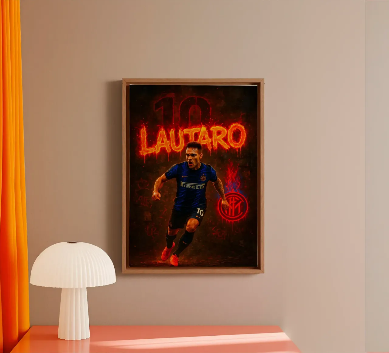 Lautaro Martínez tela con Cornice a cassetta da Cyberpunk Canvas