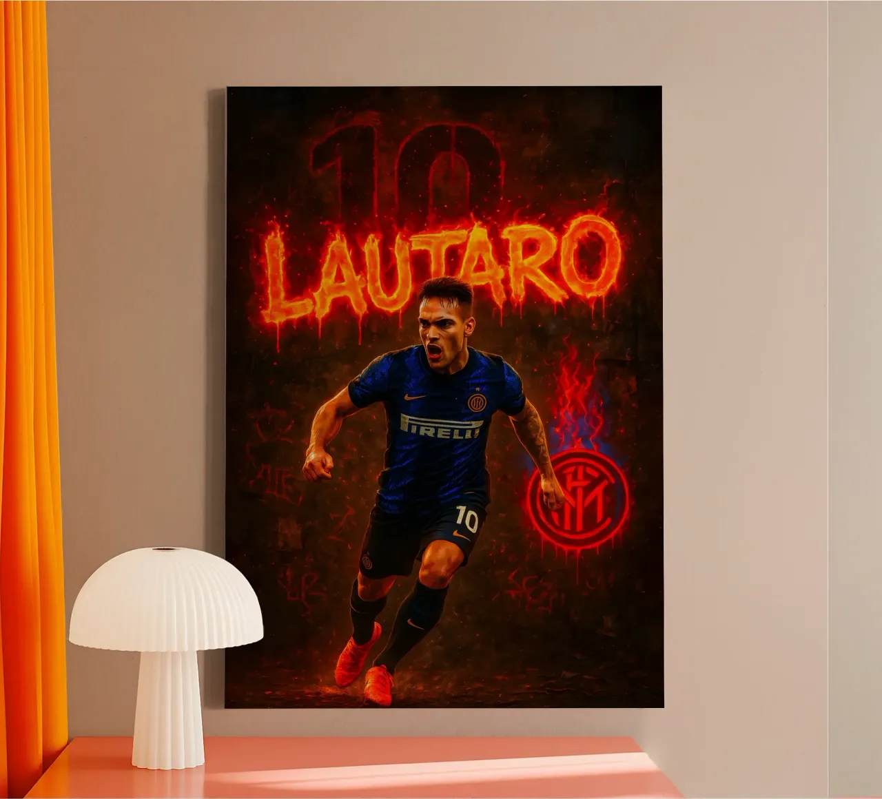 Lautaro Martínez tela con Cornice a cassetta da Cyberpunk Canvas