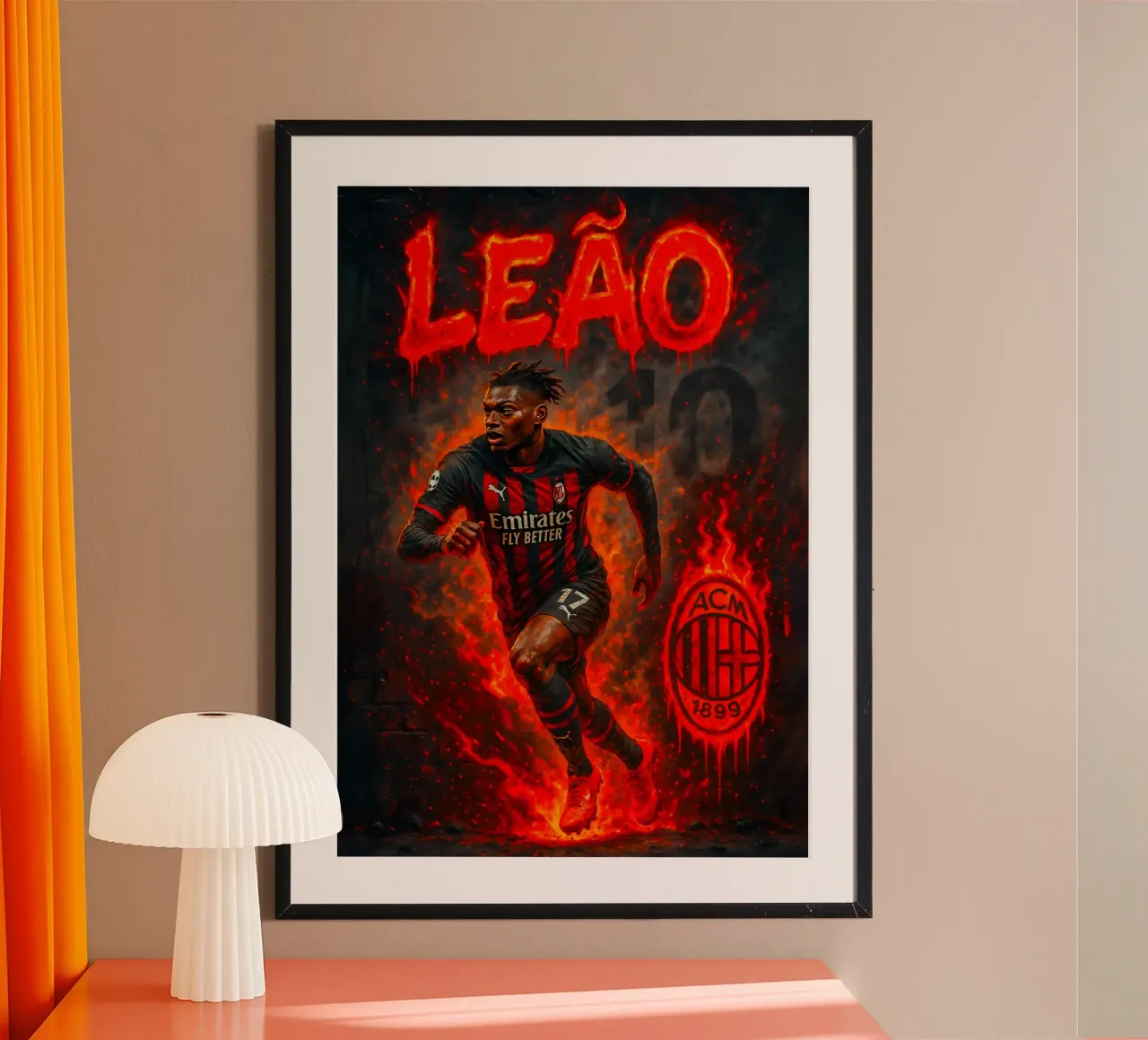 Rafael Leão poster con telaio in plastica da Cyberpunk Canvas