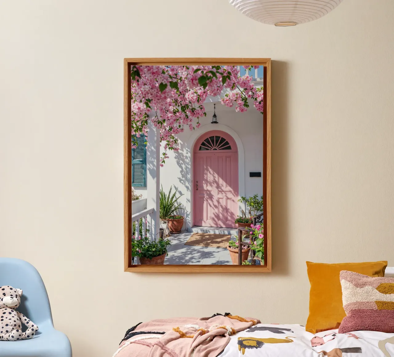 Santorini Garden tela con Cornice a cassetta da Artsy Bessy