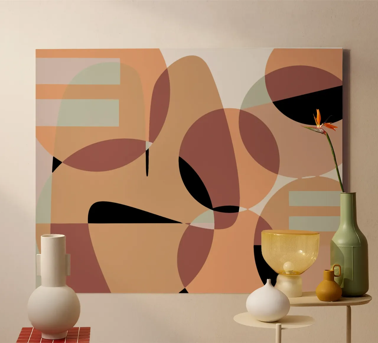 Beige mash up 06 tela con Cornice a cassetta da Little Dean