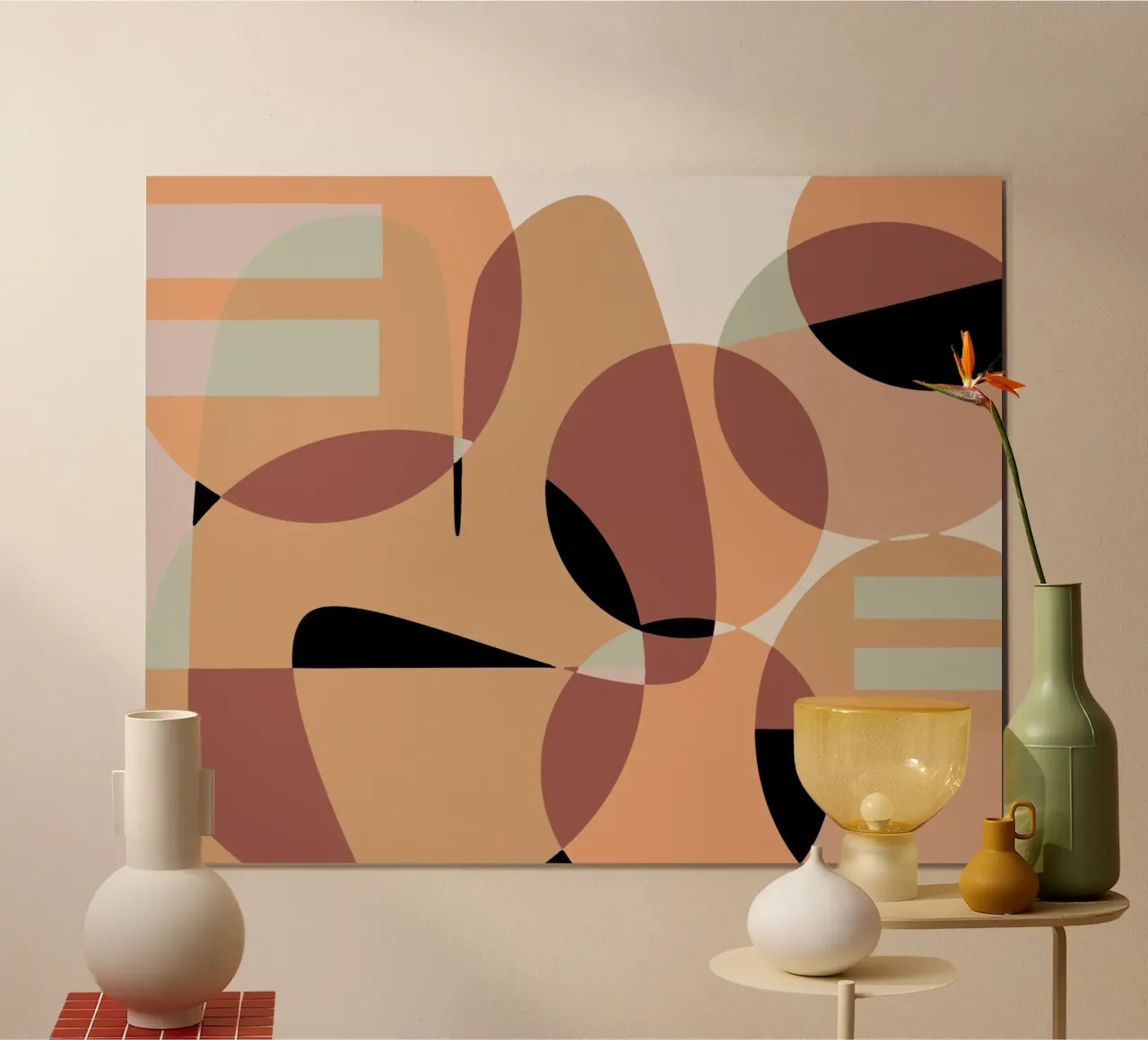 Beige mash up 06 poster con telaio in legno da Little Dean