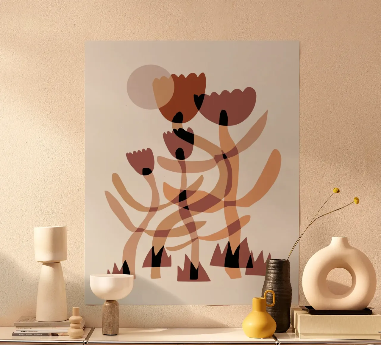 Fiore stravagante 05 poster con telaio in legno da Little Dean