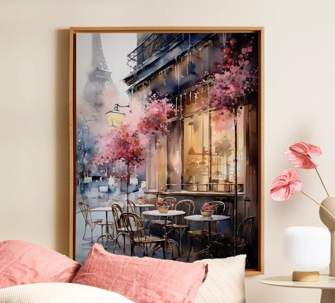 A Cafe in Paris tela con Cornice a cassetta da Artsy Bessy