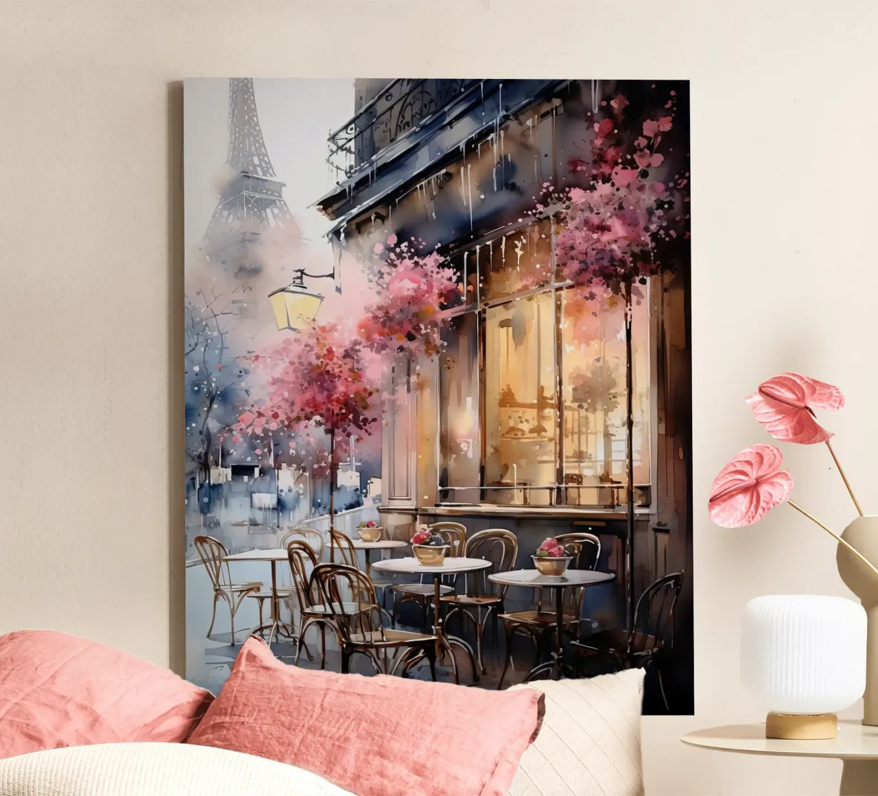 A Cafe in Paris tela con Cornice a cassetta da Artsy Bessy