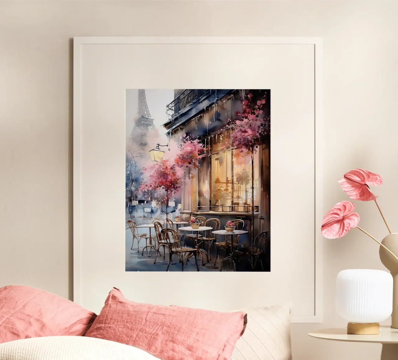 A Cafe in Paris poster con telaio in legno da Artsy Bessy