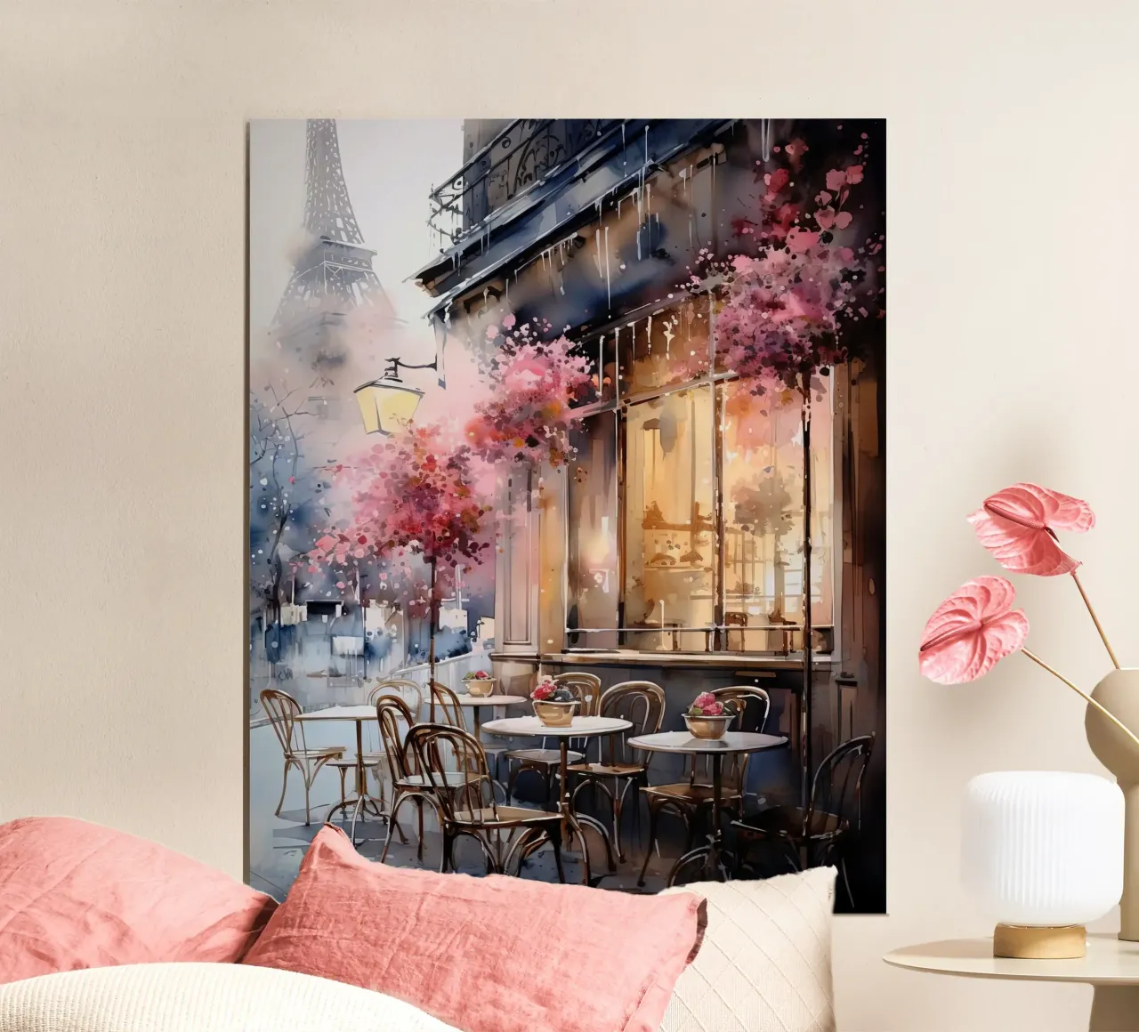 A Cafe in Paris poster con telaio in legno da Artsy Bessy