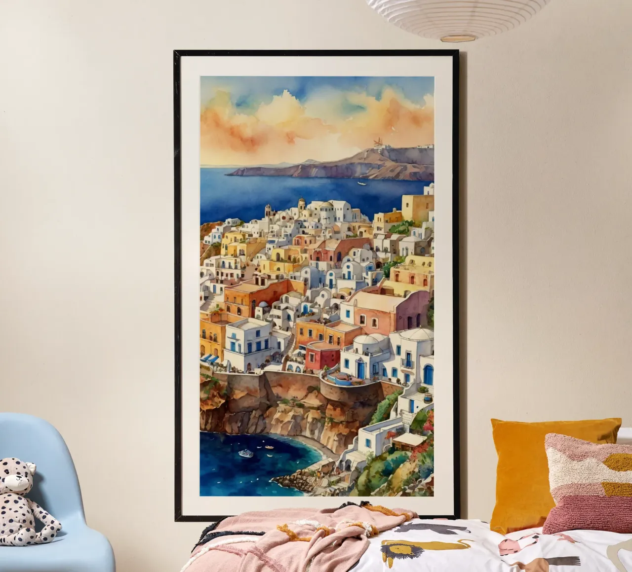 Santorini poster con telaio in alluminio da Artsy Bessy