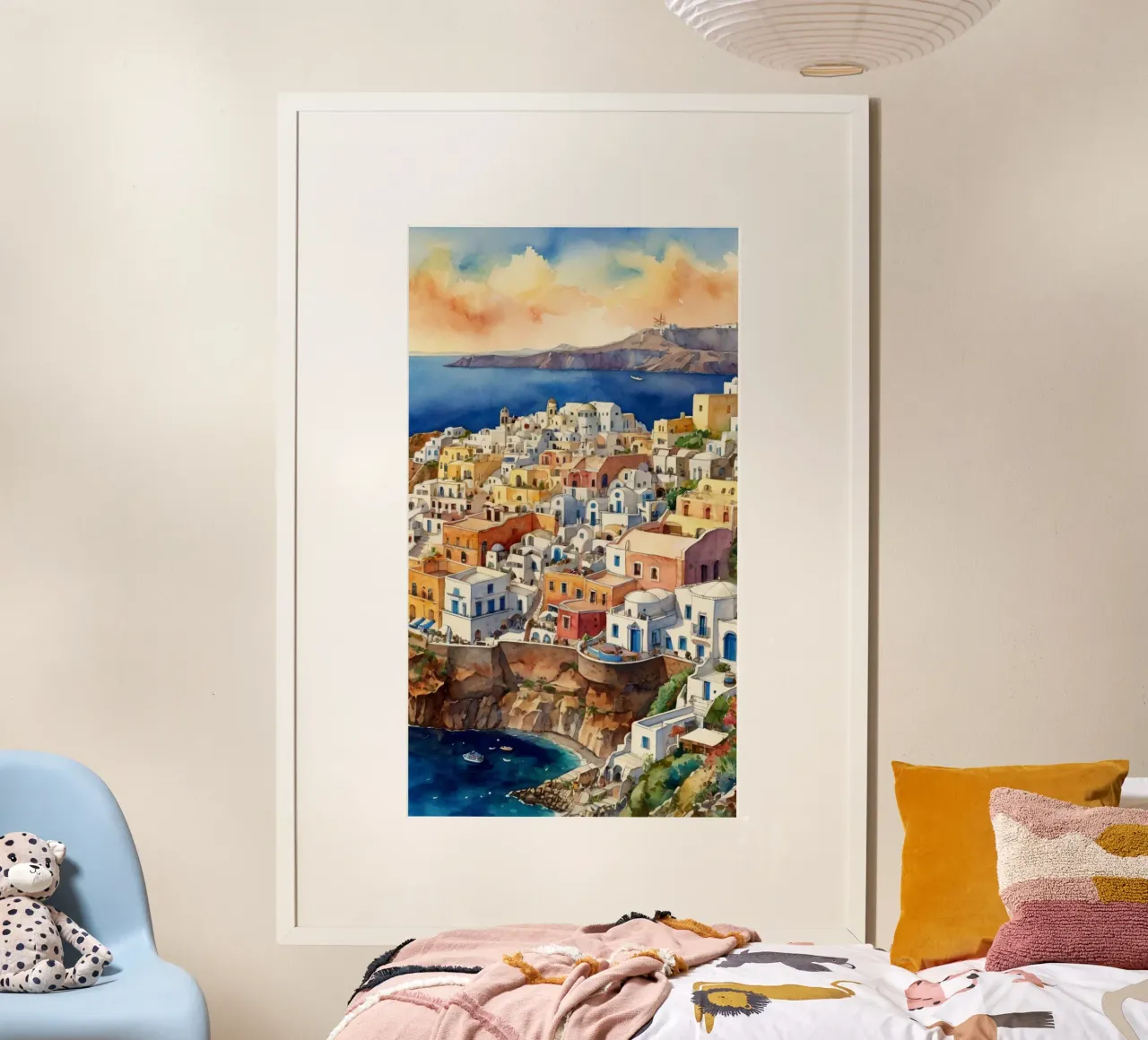 Santorini poster con telaio in alluminio da Artsy Bessy