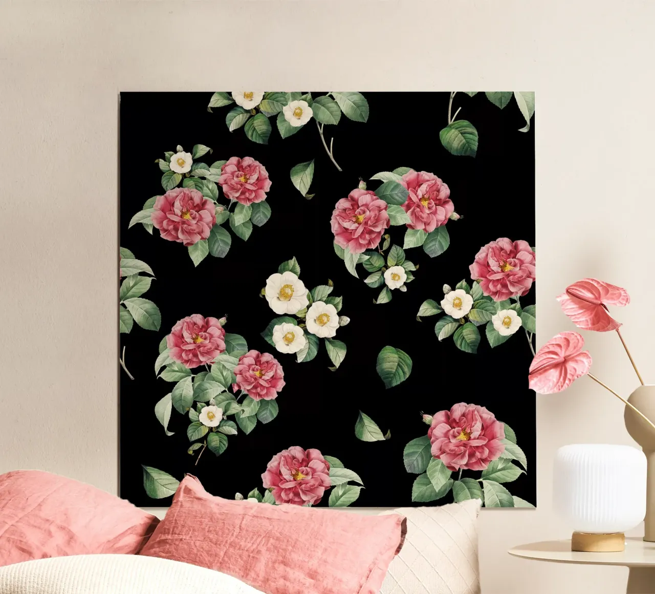 Giardino di camelie giapponesi vintage poster con telaio in legno da FabiWes