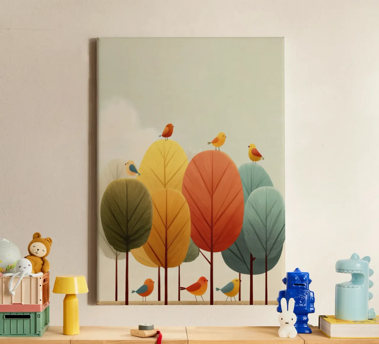 Songbirds in the Trees canvas met Baklijst van Kiara