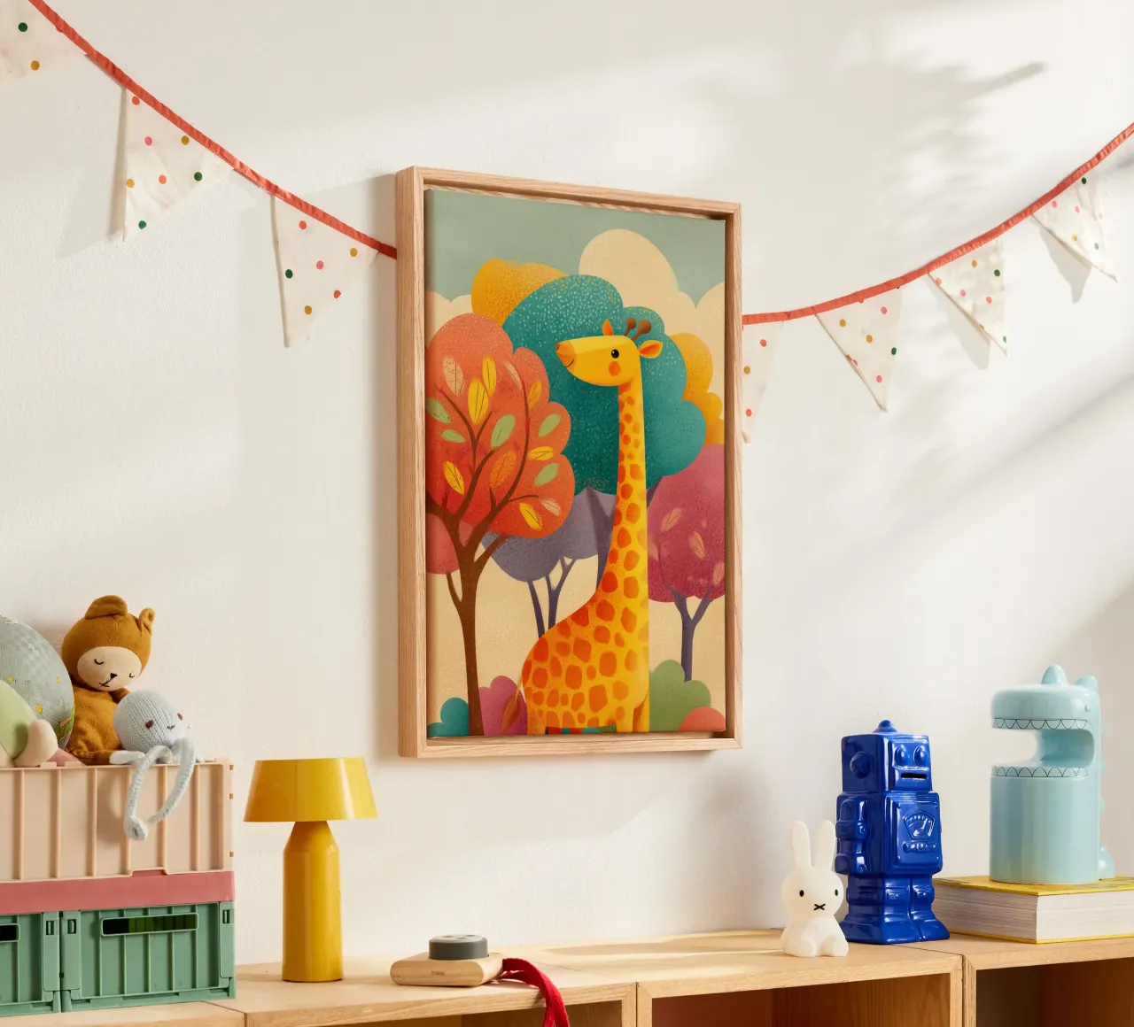 Sunny the Giraffe tela con Cornice a cassetta da Kiara