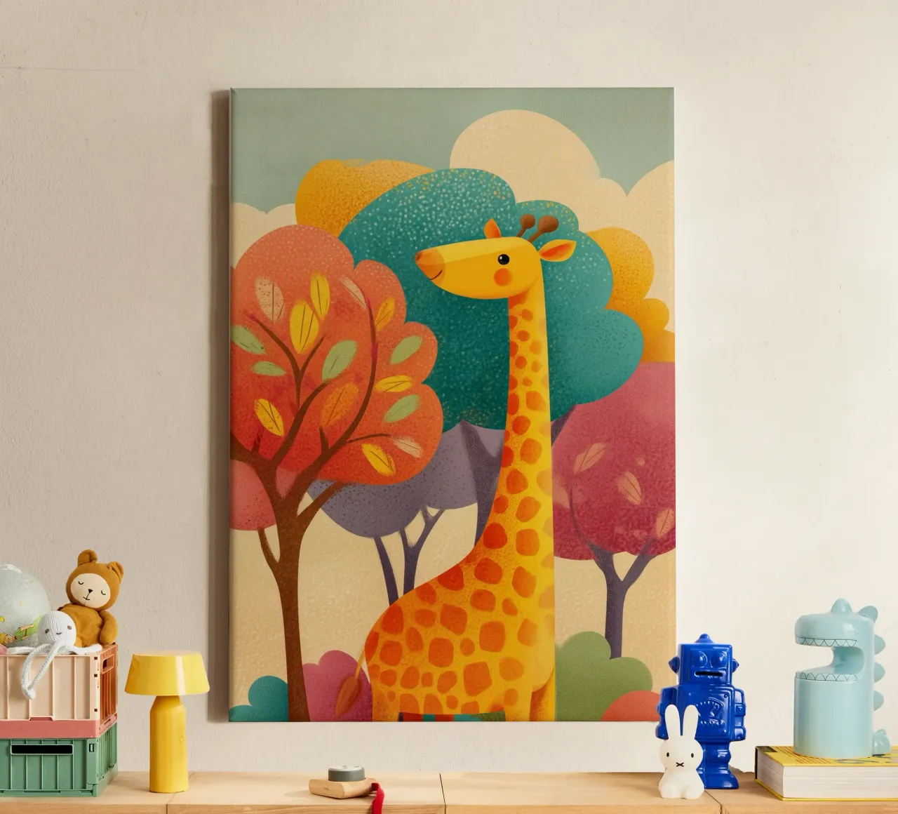 Sunny the Giraffe tela con Cornice a cassetta da Kiara