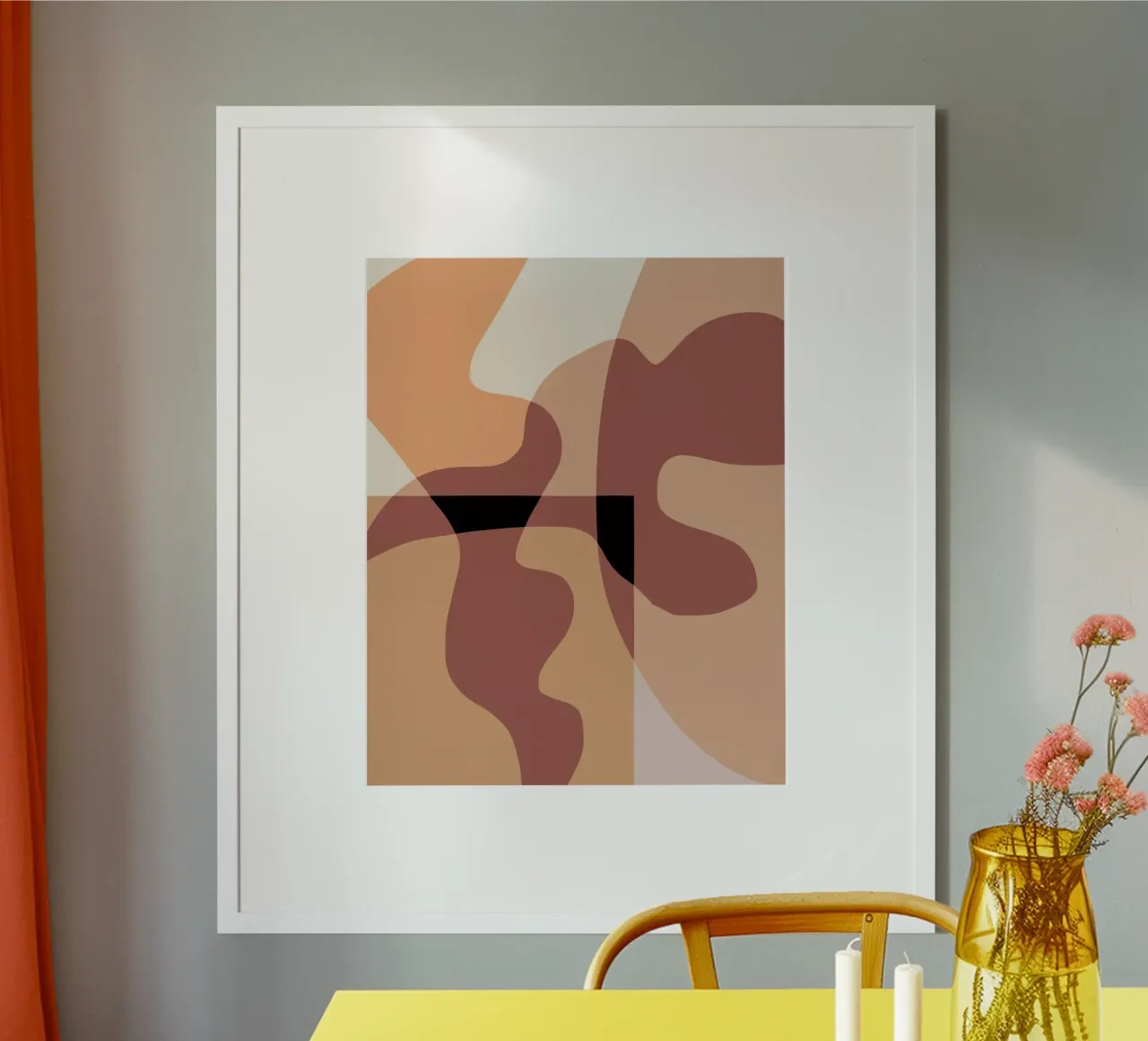 Beige mash up 07 poster con telaio in legno da Little Dean