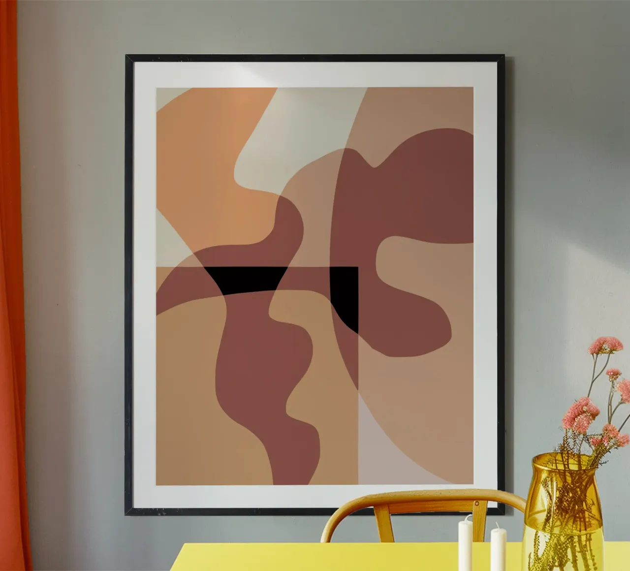 Beige mash up 07 poster con telaio in legno da Little Dean