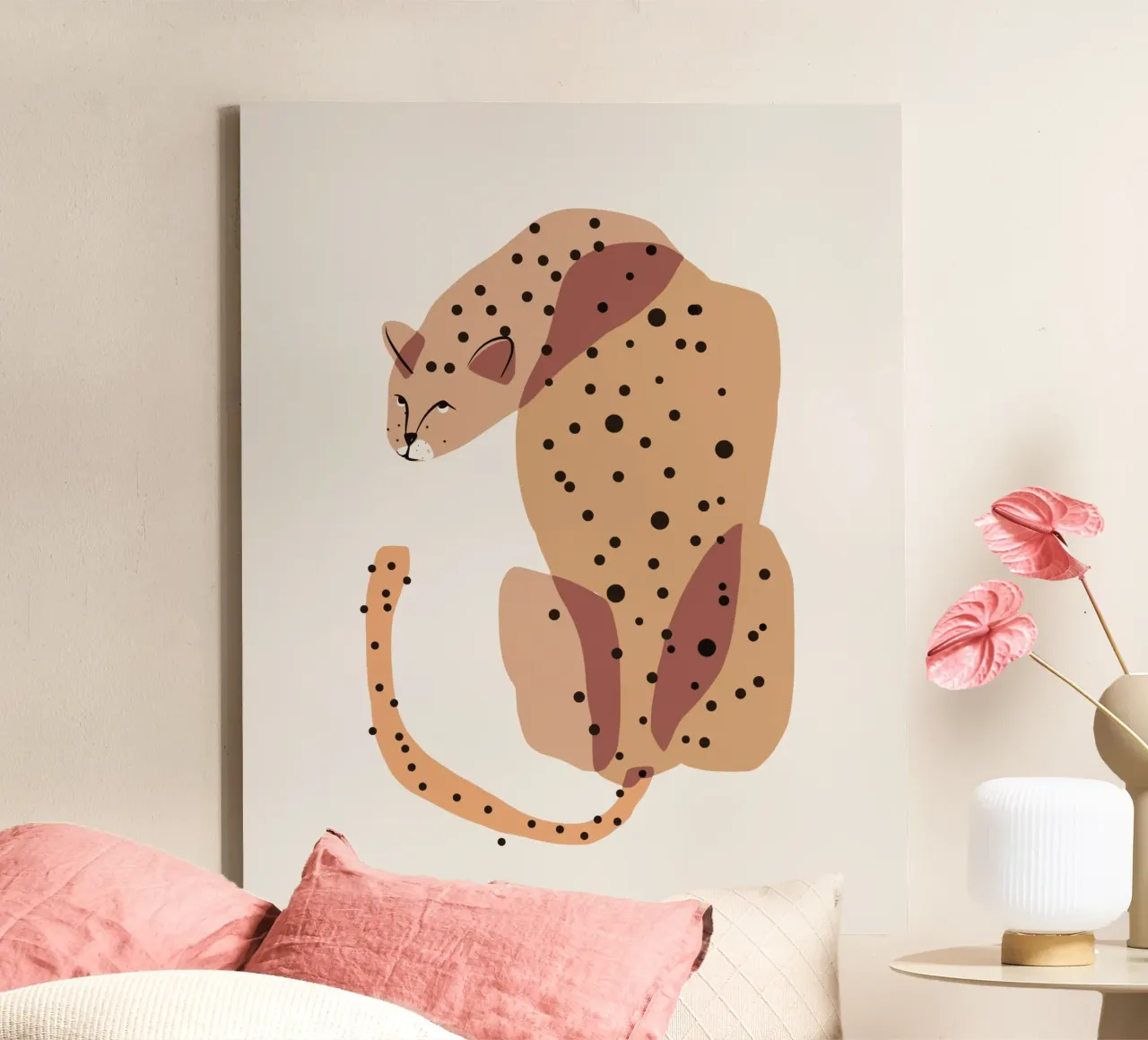Dikke Cheetah 02 canvas met Baklijst van Little Dean