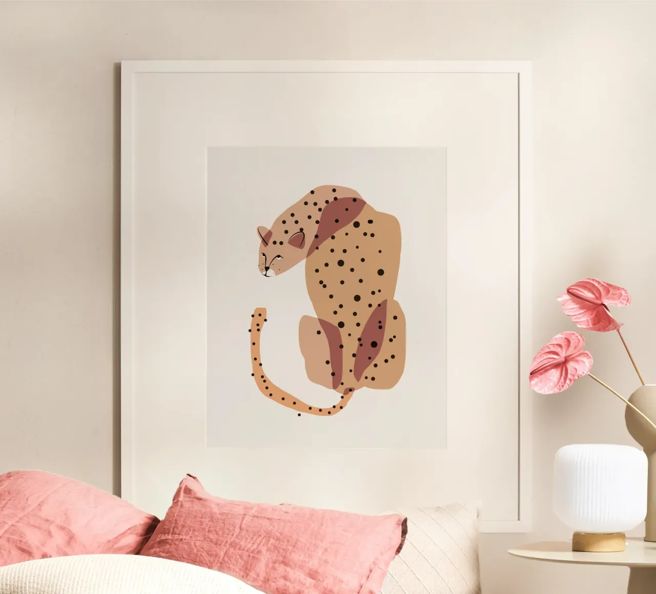 Ghepardo grasso 02 poster con telaio in legno da Little Dean
