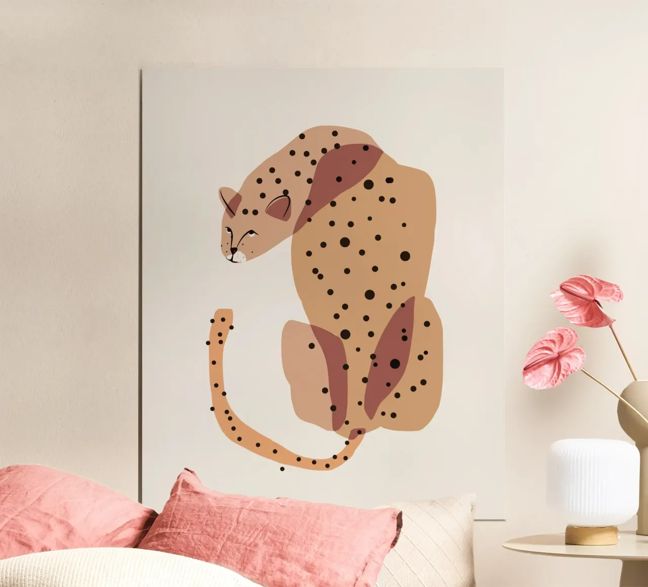 Ghepardo grasso 02 poster con telaio in legno da Little Dean