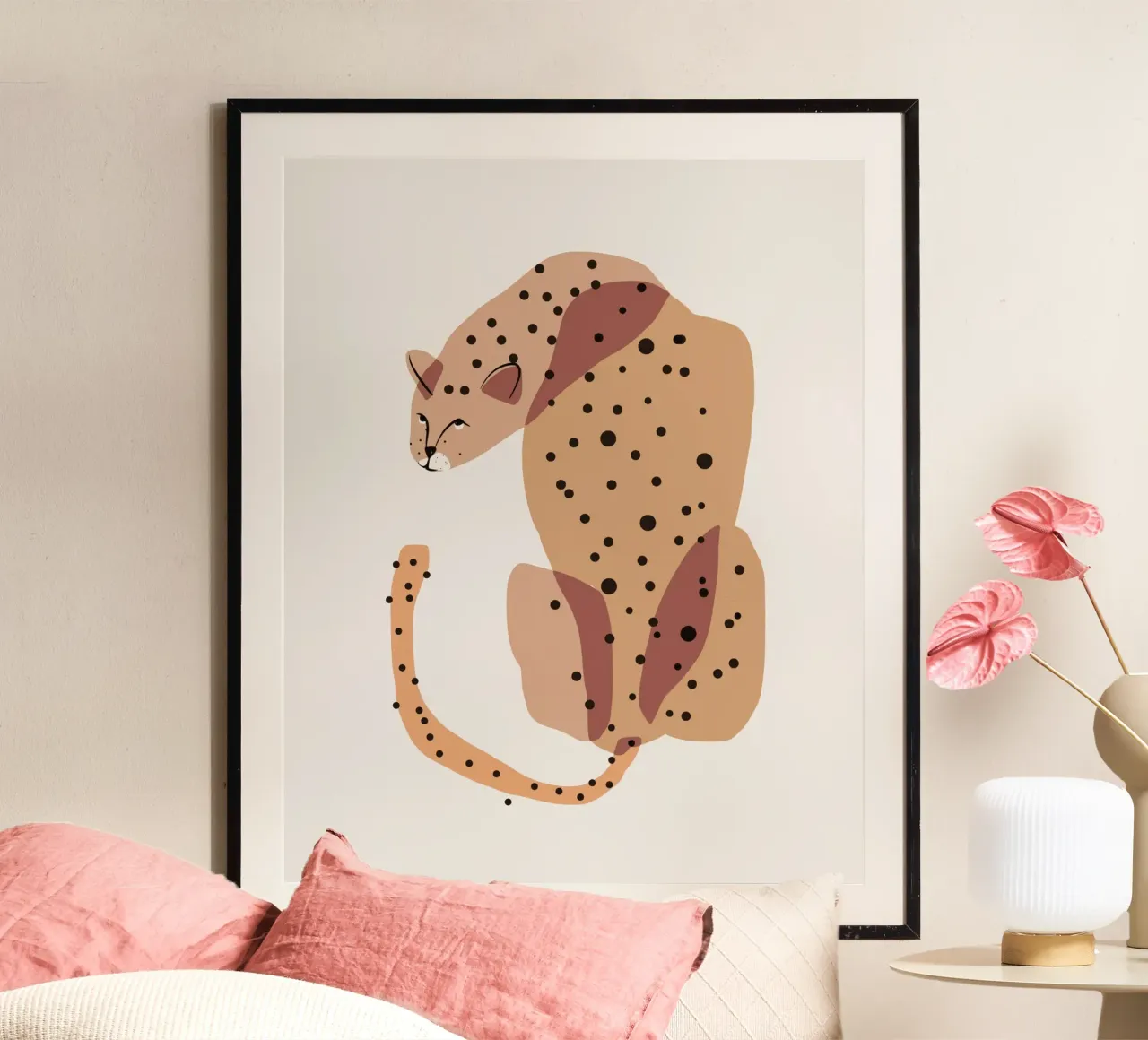 Ghepardo grasso 02 poster con telaio in legno da Little Dean