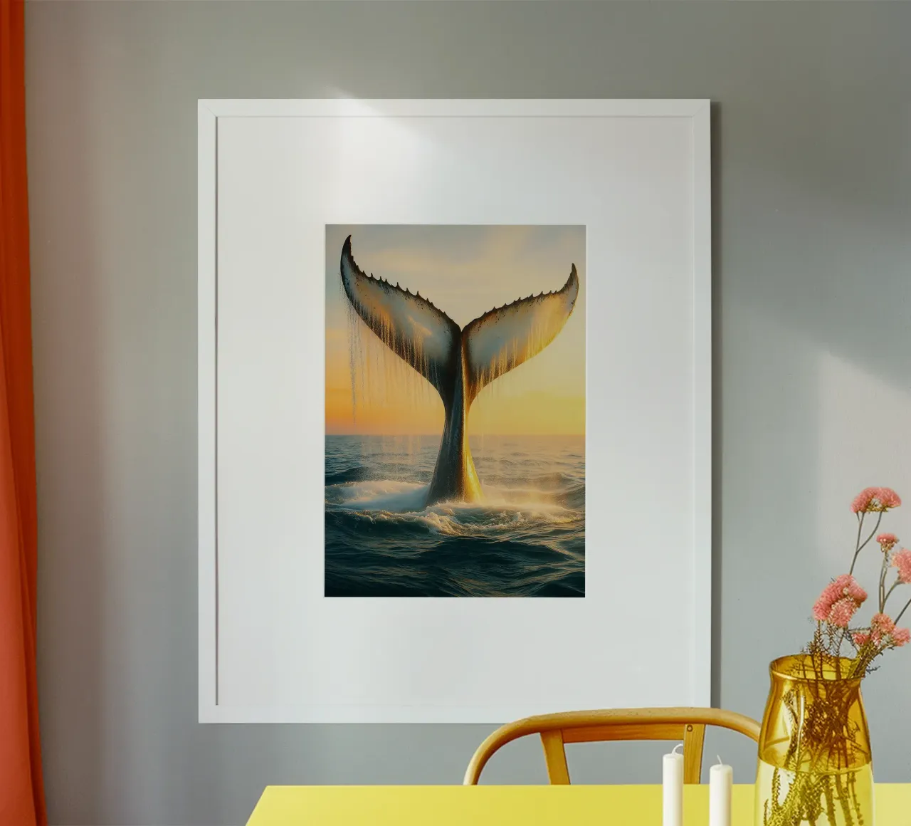 Panorama della natura oceanica con coda di balena poster da chinerei