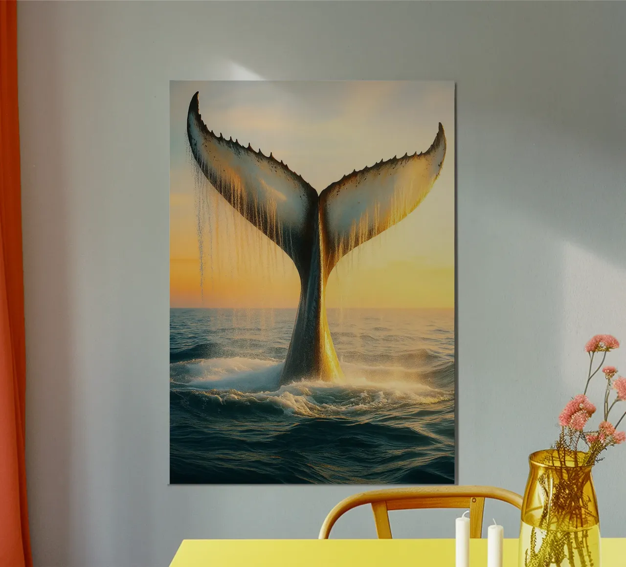 Panorama della natura oceanica con coda di balena poster da chinerei