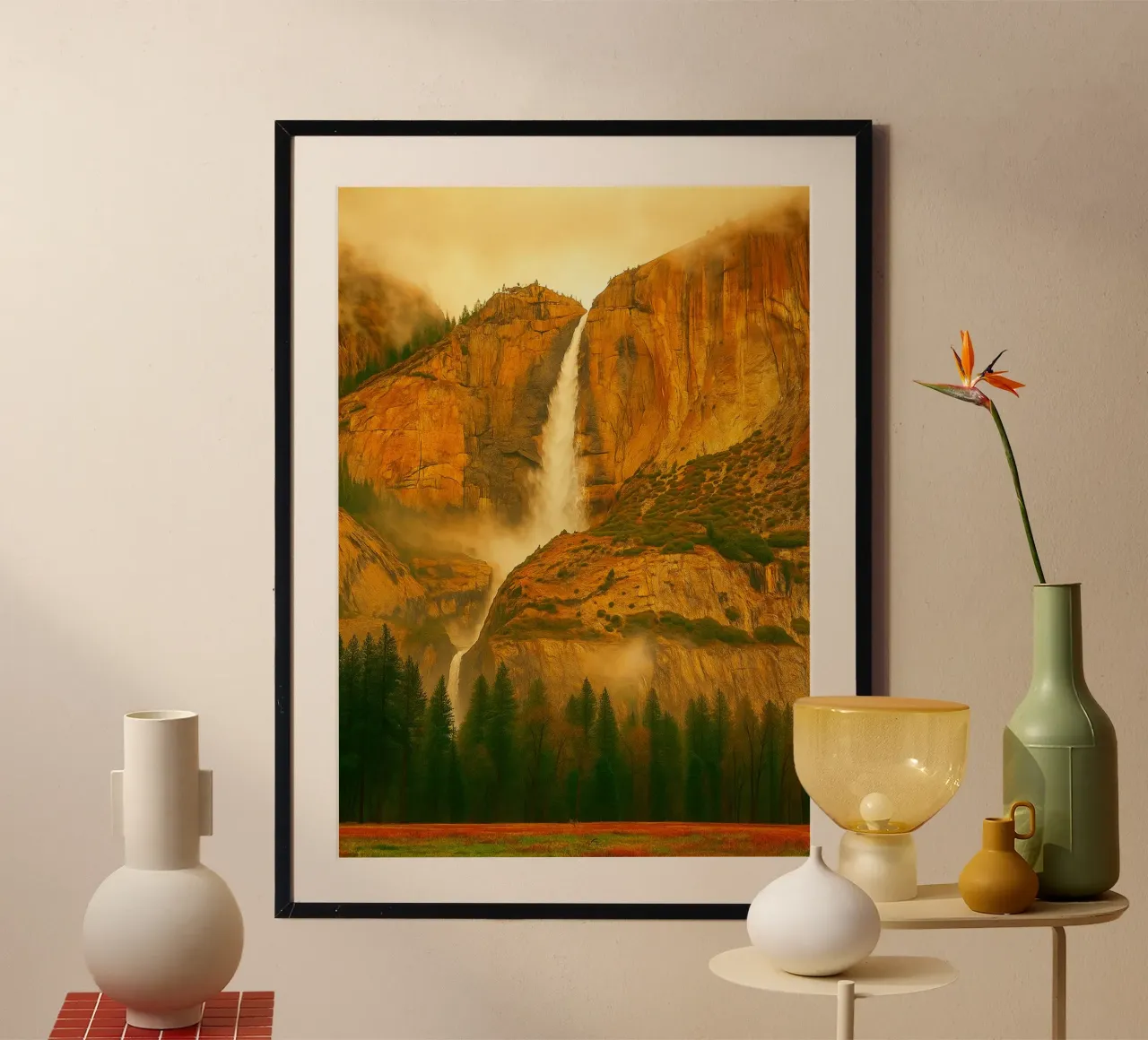 cascata rocce montagna poster da chinerei