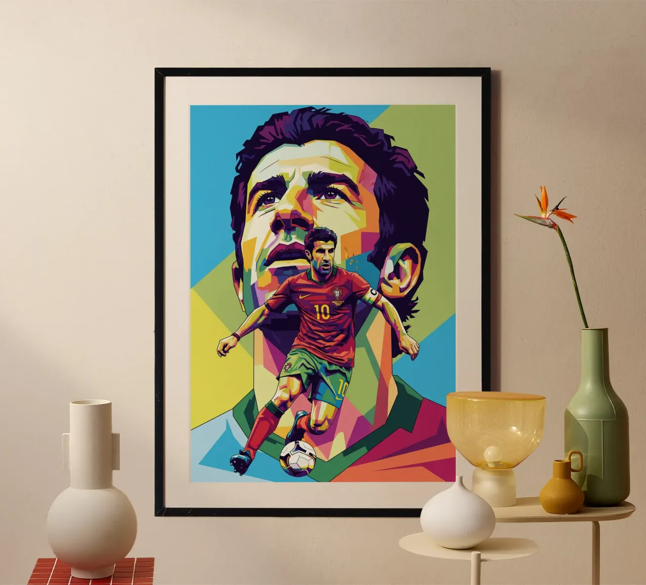 Luis Figo in prima serata poster con telaio in alluminio da Hantamrata