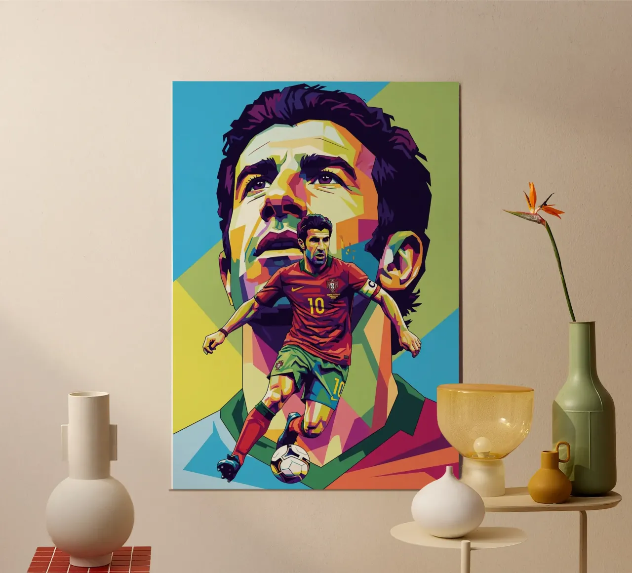 Luis Figo in prima serata poster con telaio in alluminio da Hantamrata