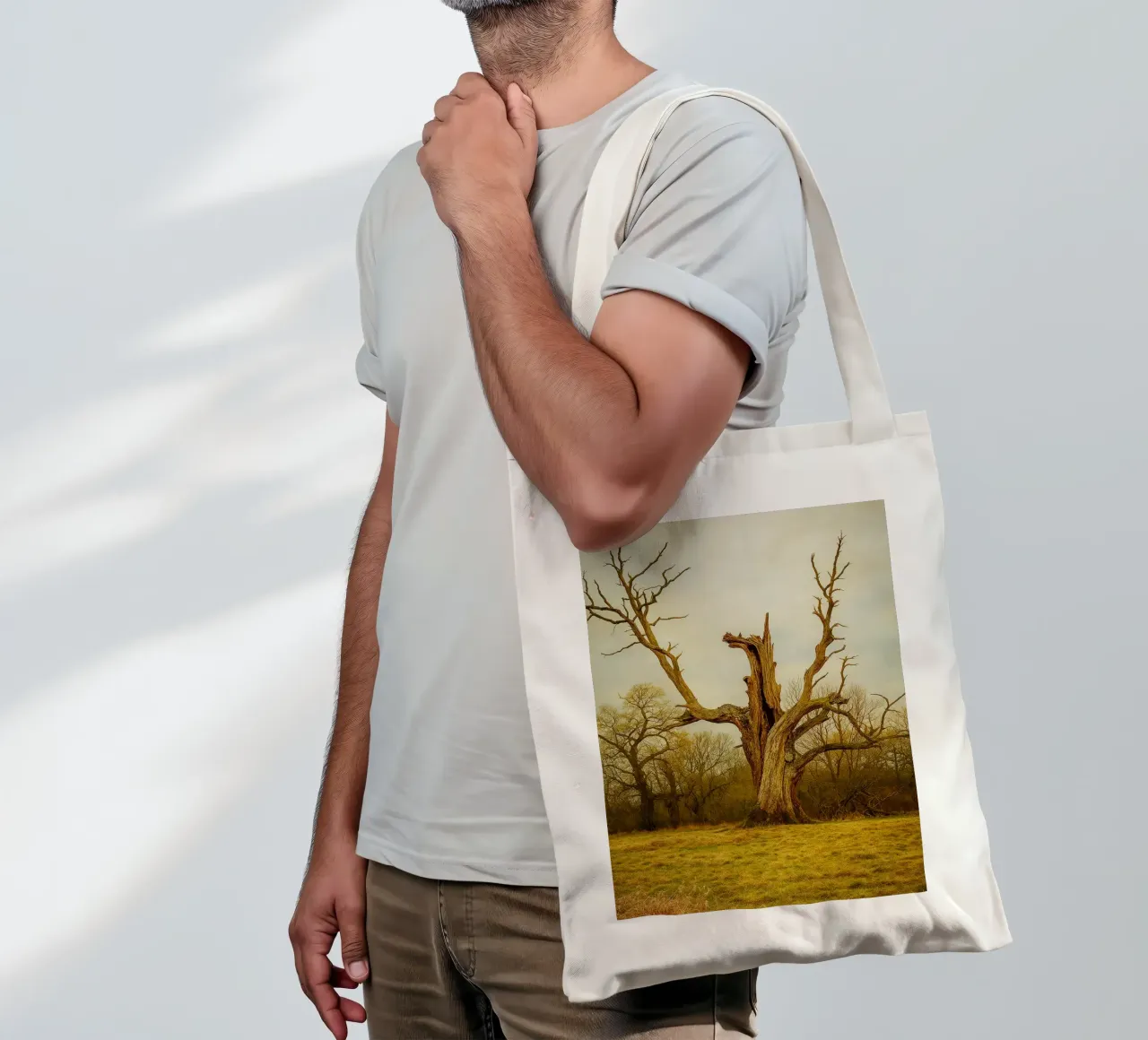 broken tree trunk view photography tote bag by landtengs