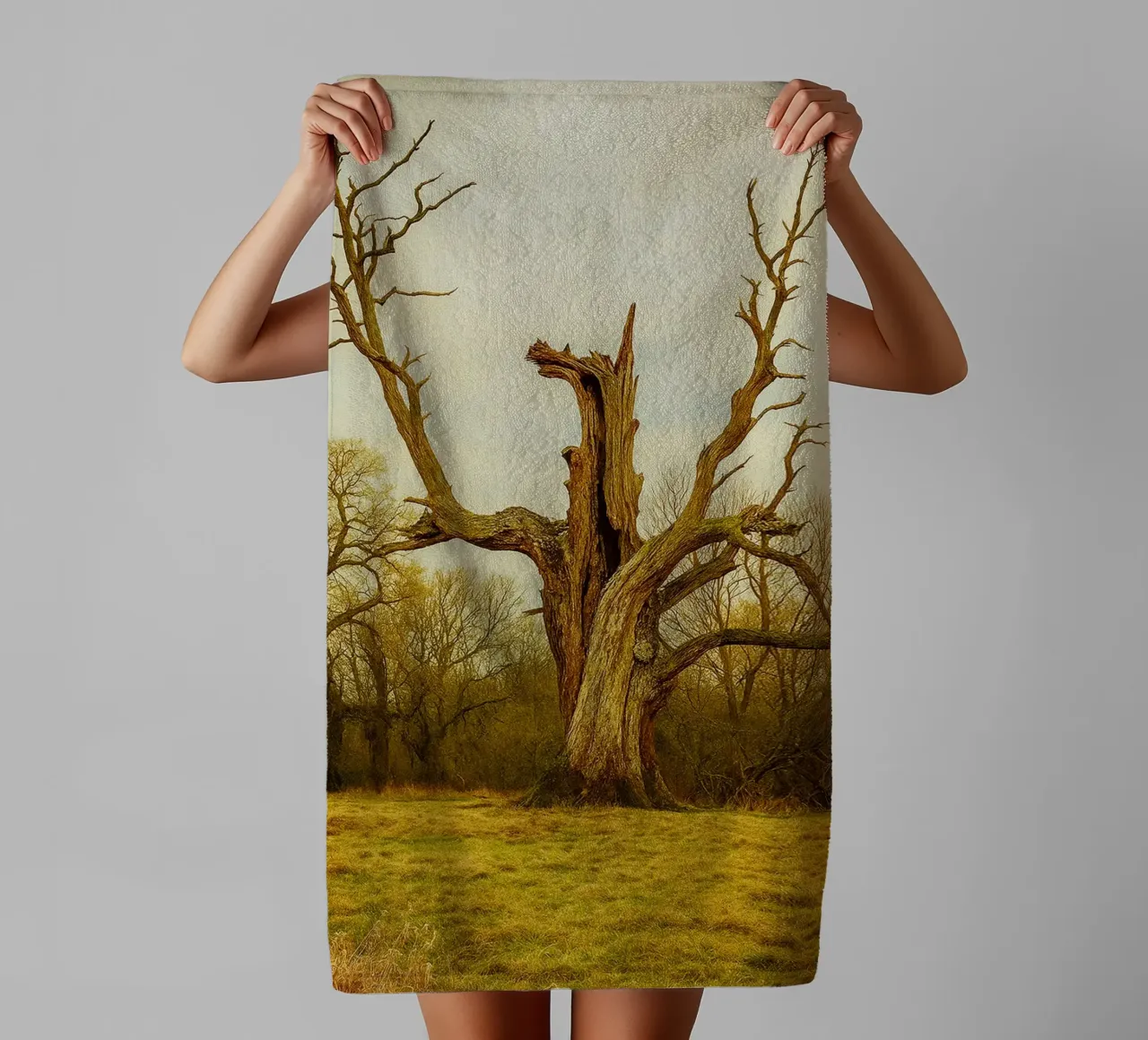 broken tree trunk view photography towel by landtengs