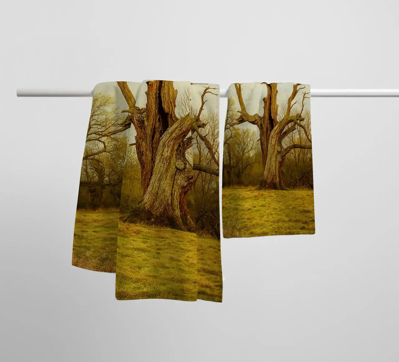 broken tree trunk view photography towel by landtengs
