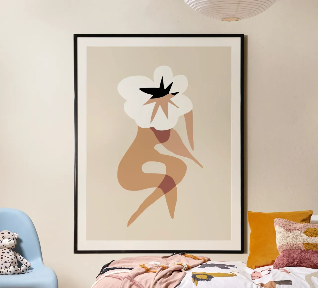 Modello floreale 03 poster con telaio in alluminio da Little Dean
