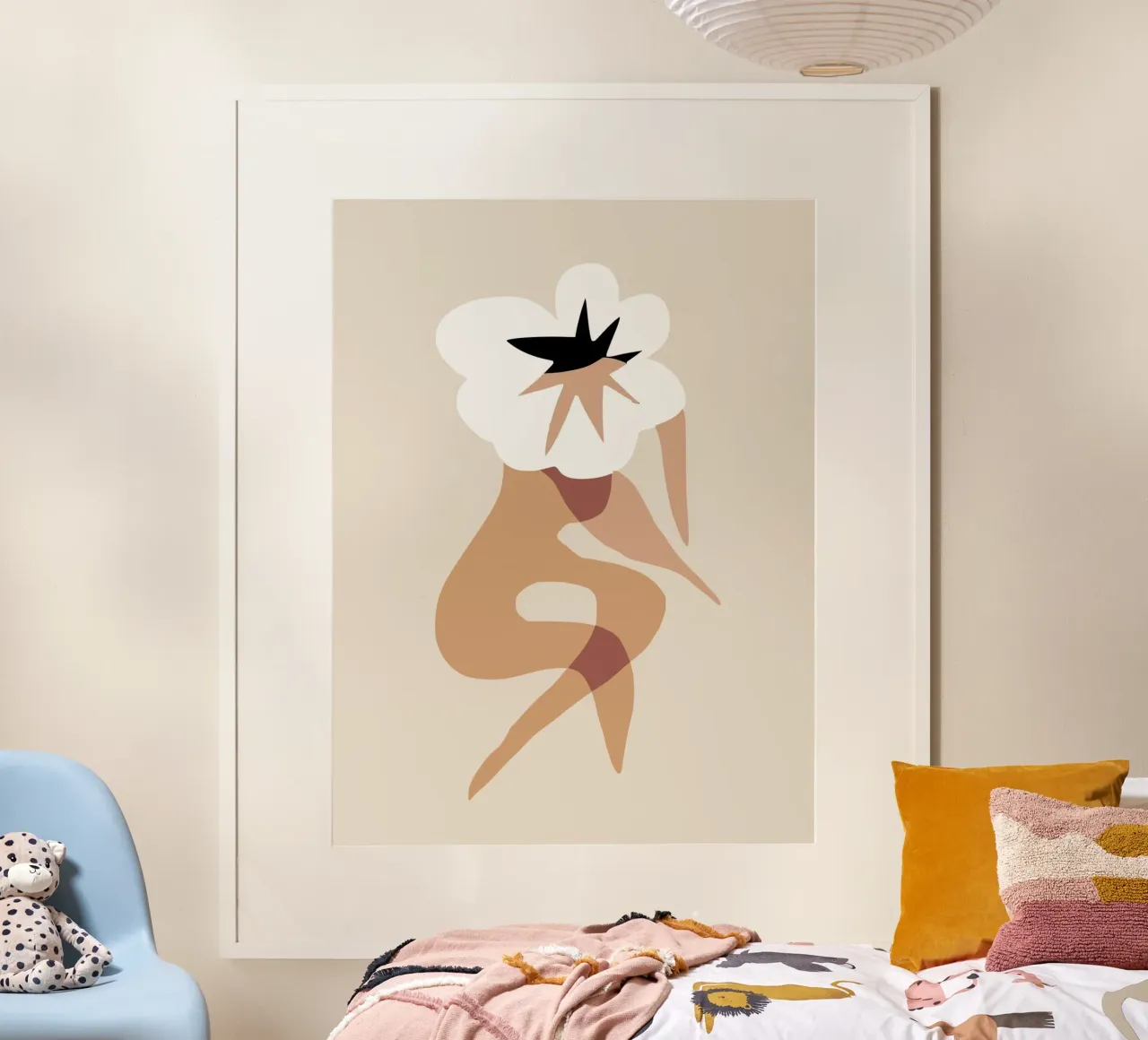 Modello floreale 03 poster con telaio in alluminio da Little Dean