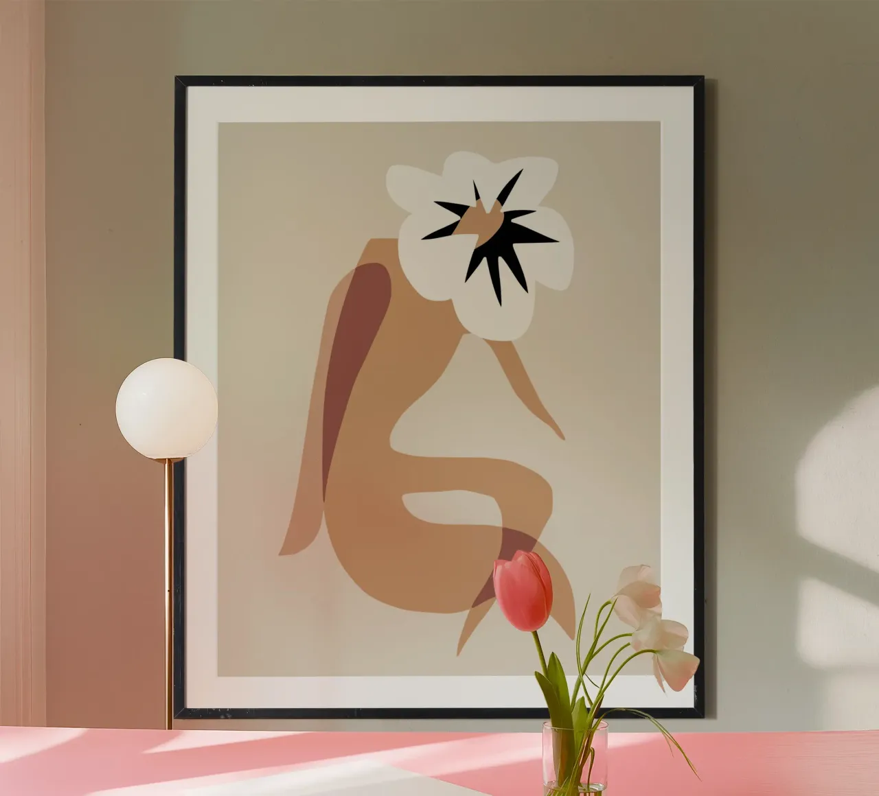Modello a fiori 04 poster con telaio in alluminio da Little Dean