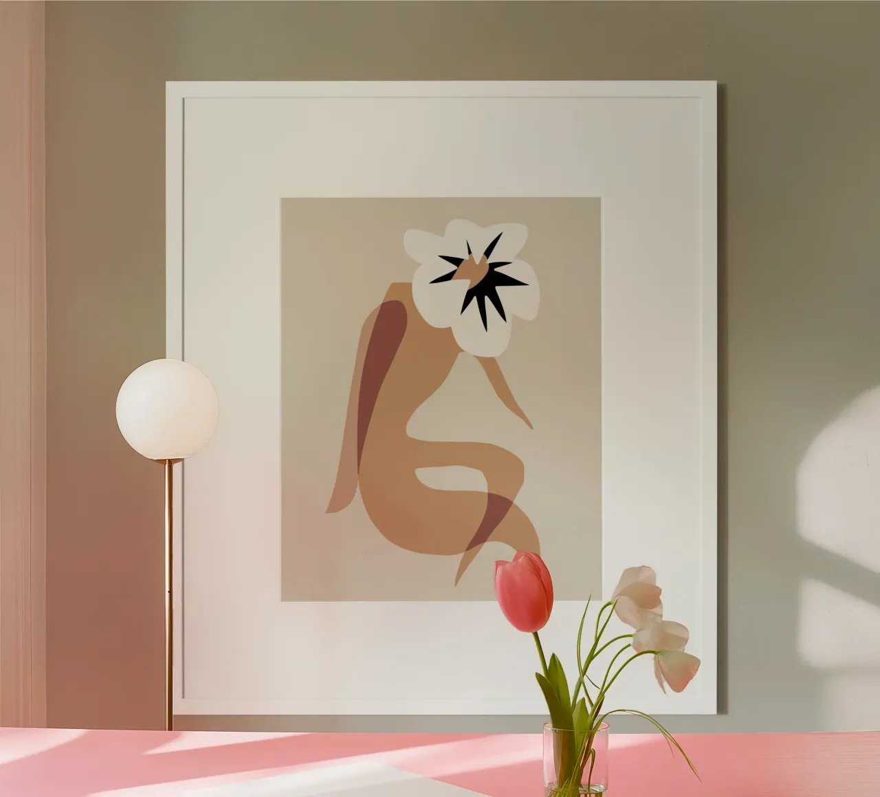 Modello a fiori 04 poster con telaio in alluminio da Little Dean