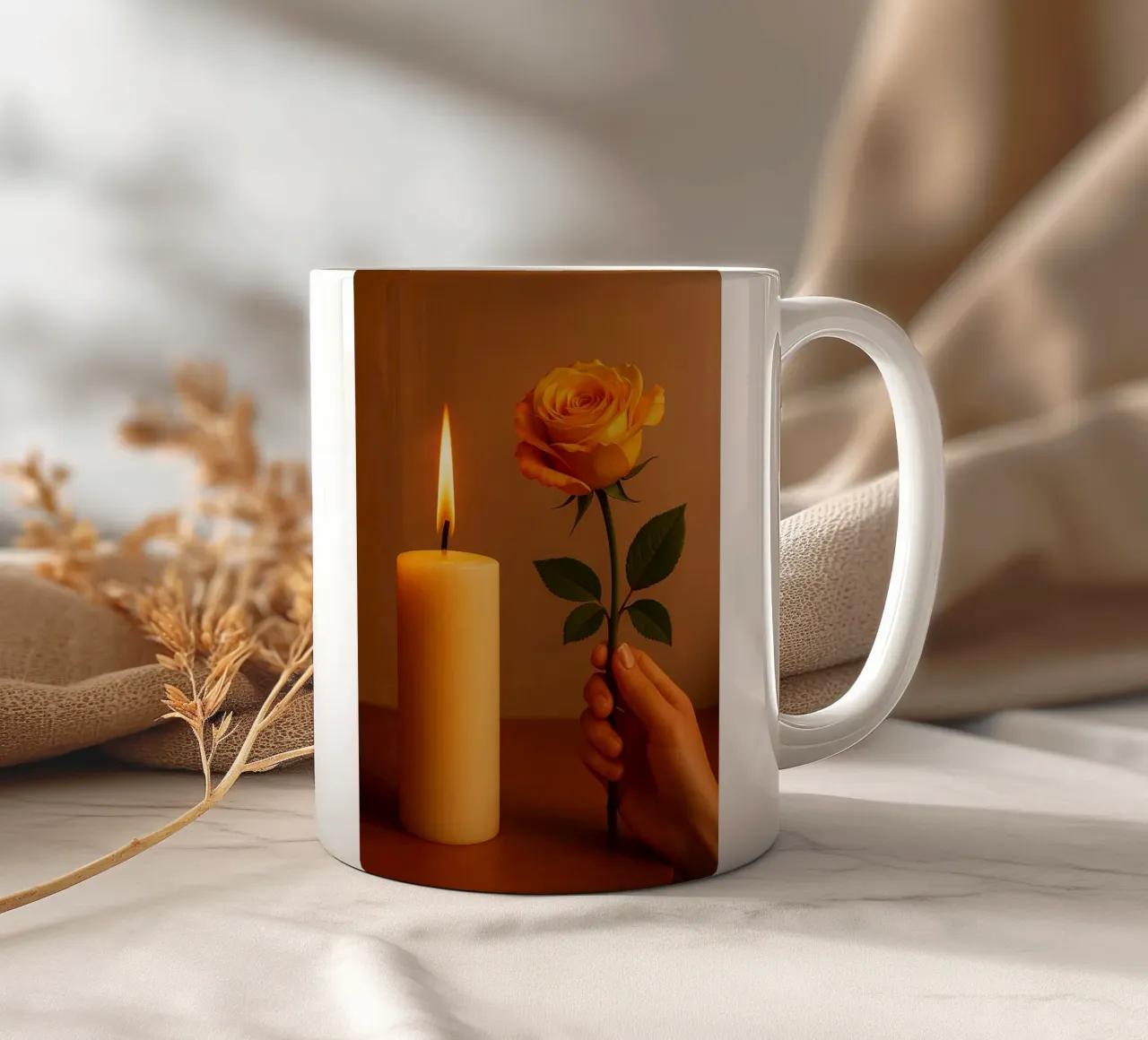 bougie et rose vue photographie mug en céramique de landtengs