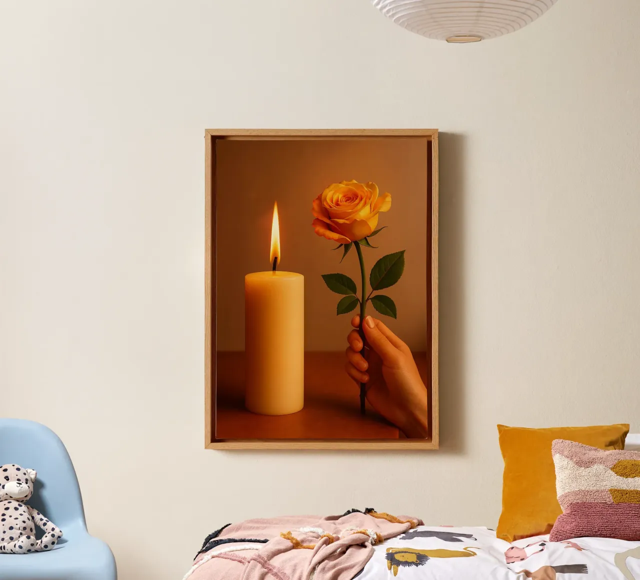 fotografia di candele e rose tela con Cornice a cassetta da landtengs