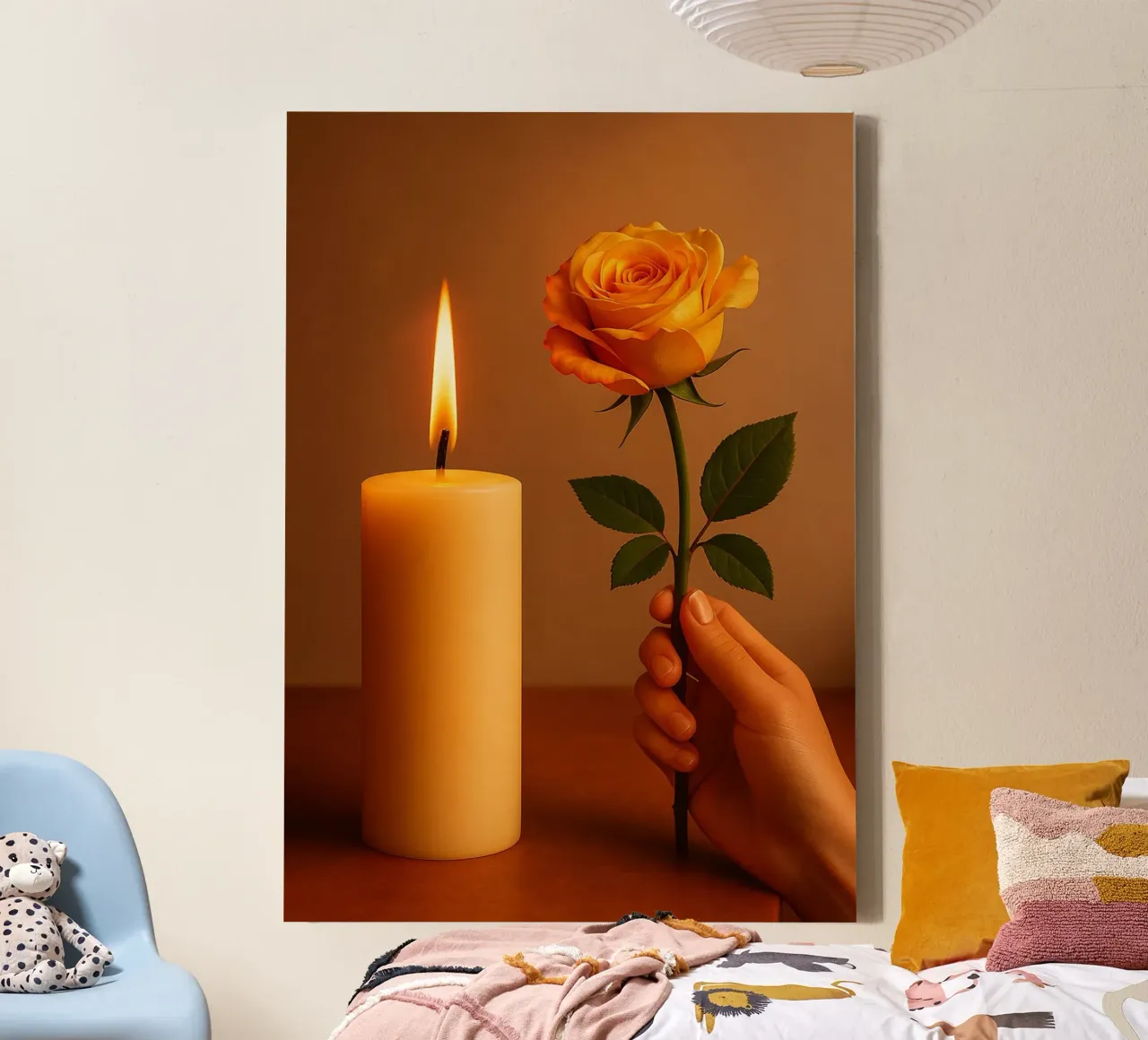 fotografia di candele e rose tela con Cornice a cassetta da landtengs