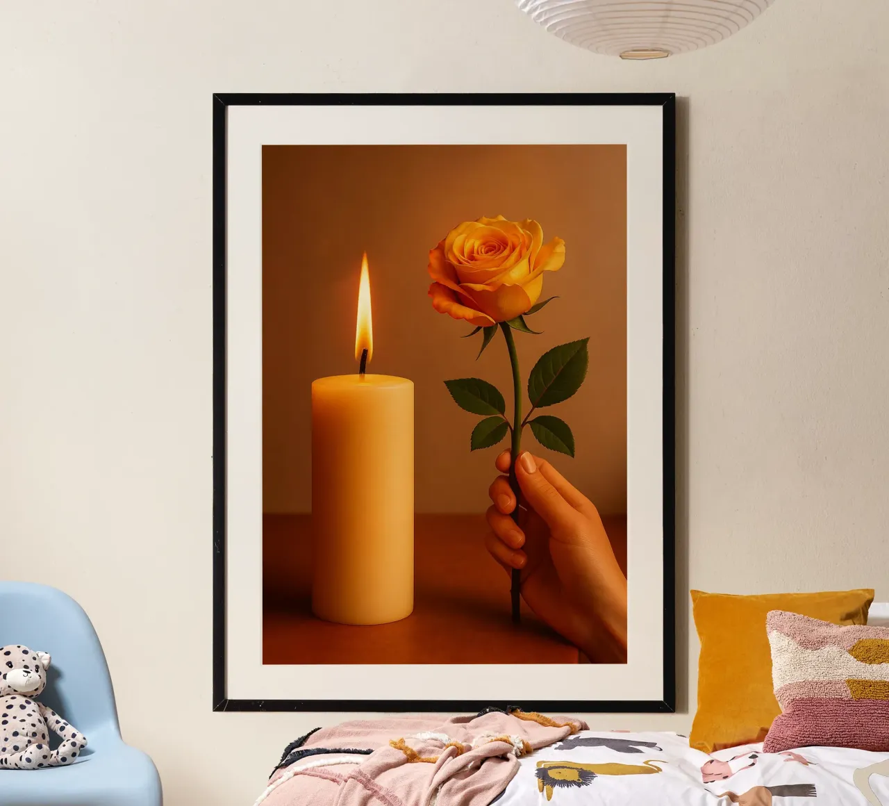 bougie et rose vue photographie poster de landtengs