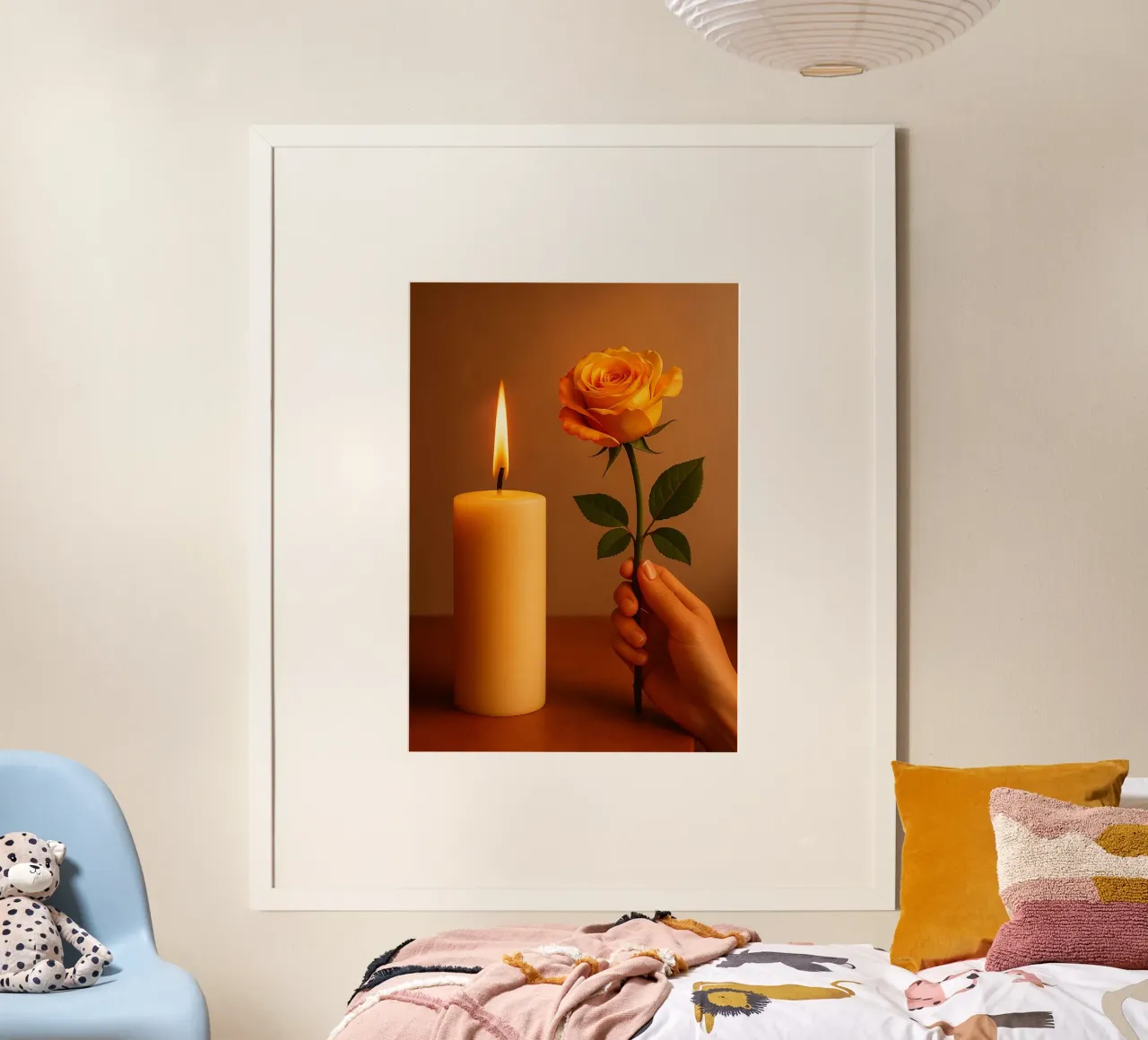 bougie et rose vue photographie poster de landtengs