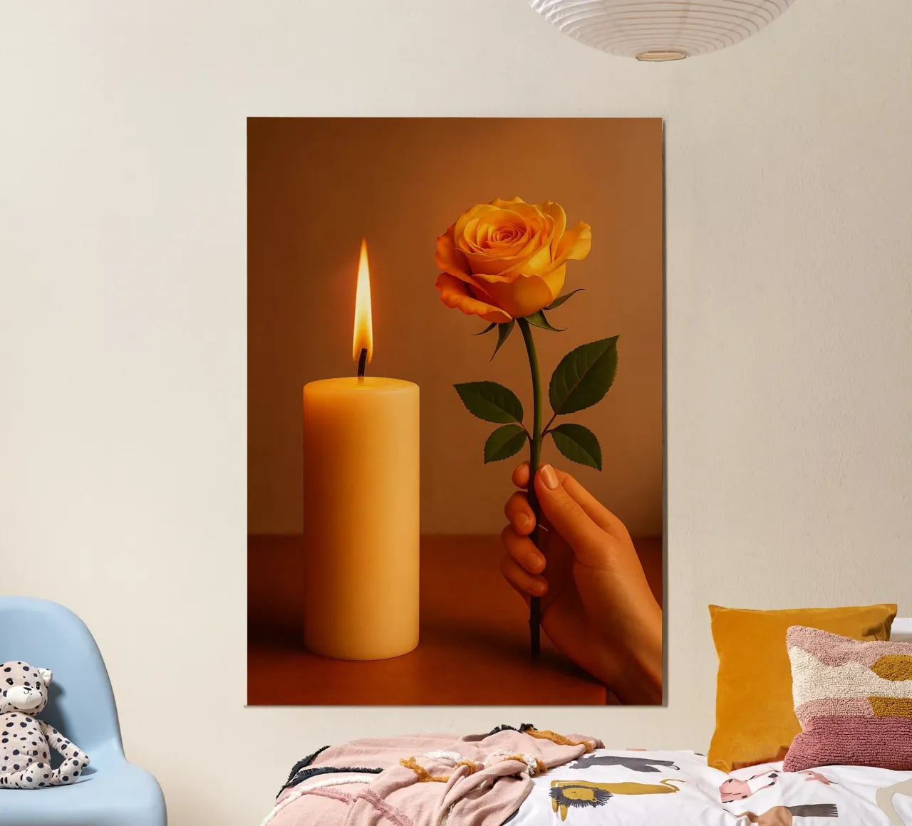 bougie et rose vue photographie poster de landtengs