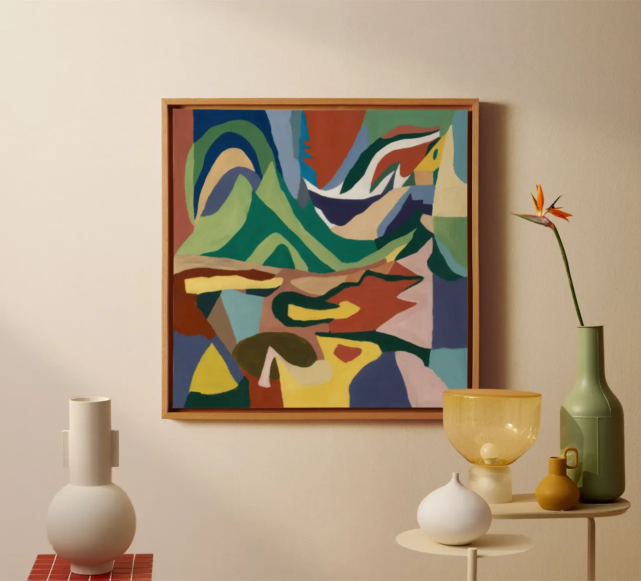 Paesaggio astratto del letto del fiume tela con Cornice a cassetta da Frame Aura