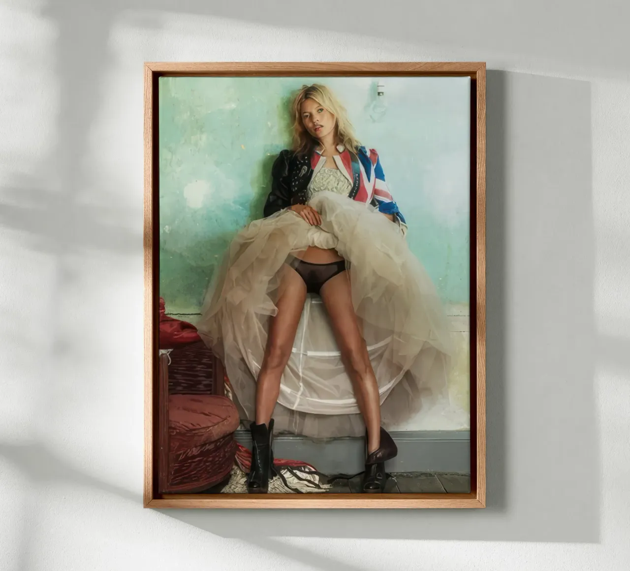 Kate Moss Vintage Retro Beroemdheden canvas met Baklijst van vintgeseyn
