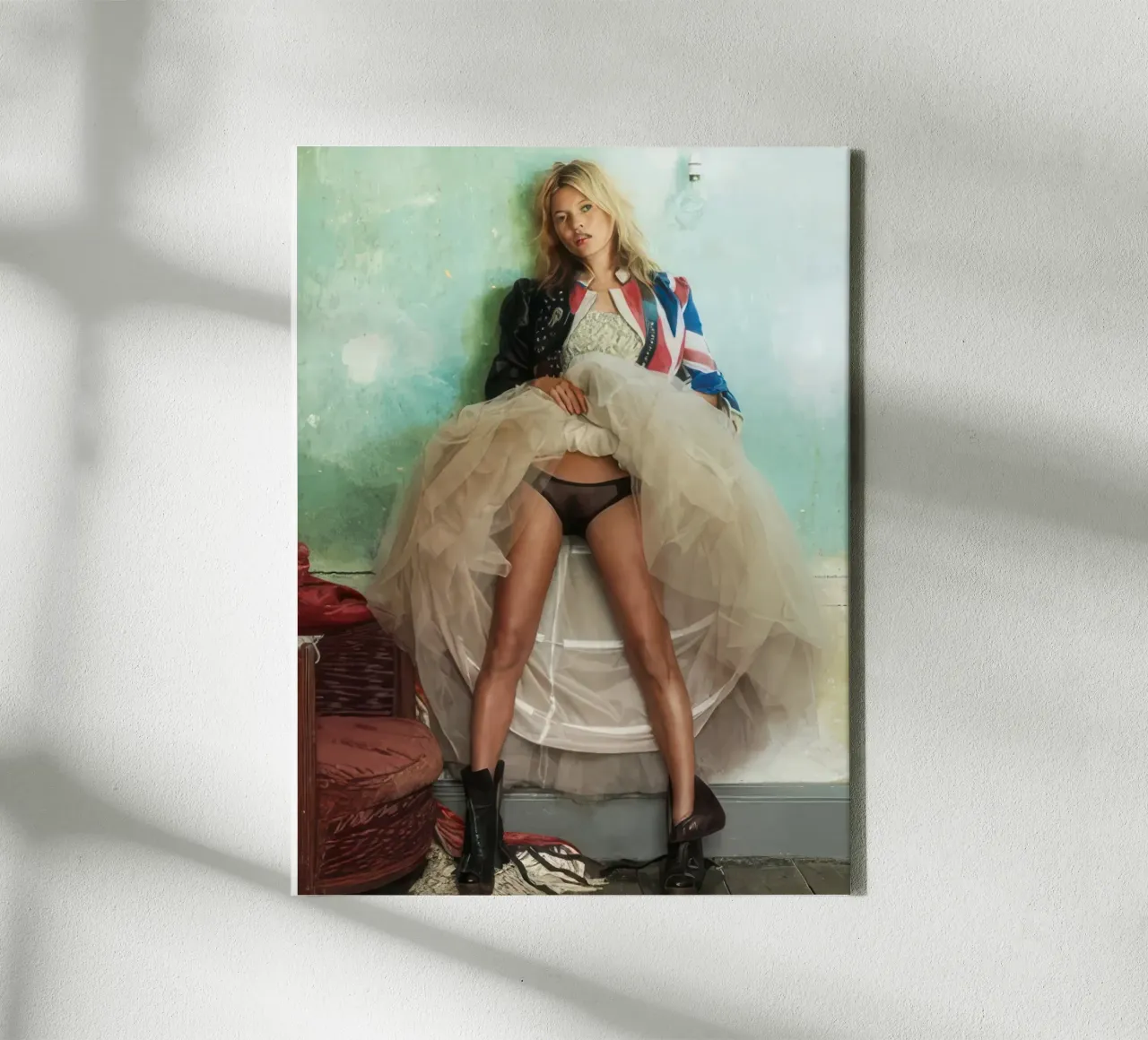 Kate Moss Vintage Retro Beroemdheden canvas met Baklijst van vintgeseyn
