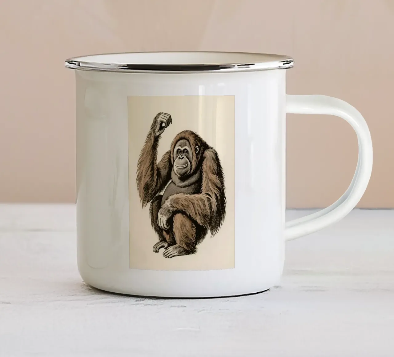 Orangutan tazza in smalto da knowledge